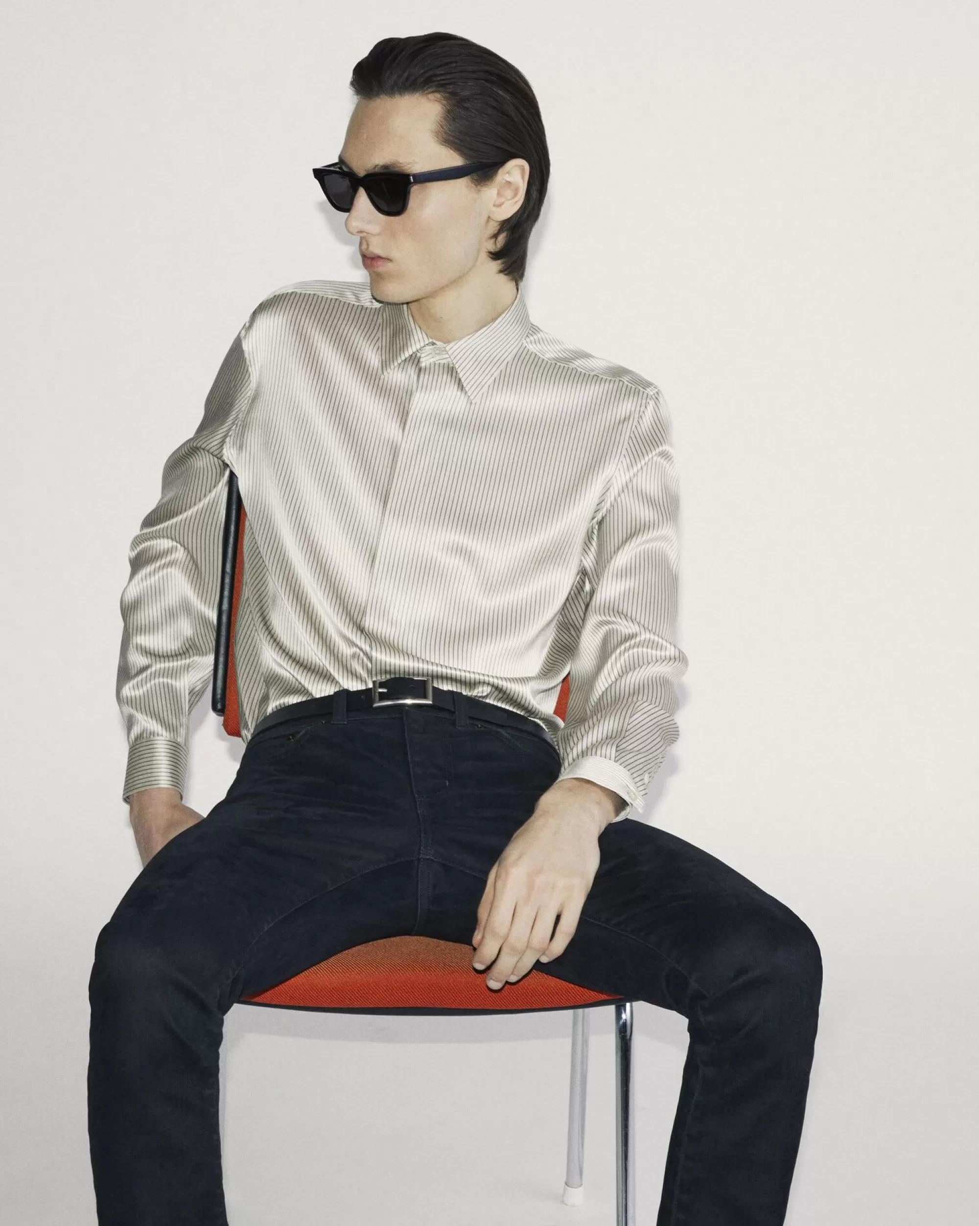 Saint Laurent ALL READY TO WEAR | SHIRTS^Shirt In Striped Silk Satin | | YSL.com