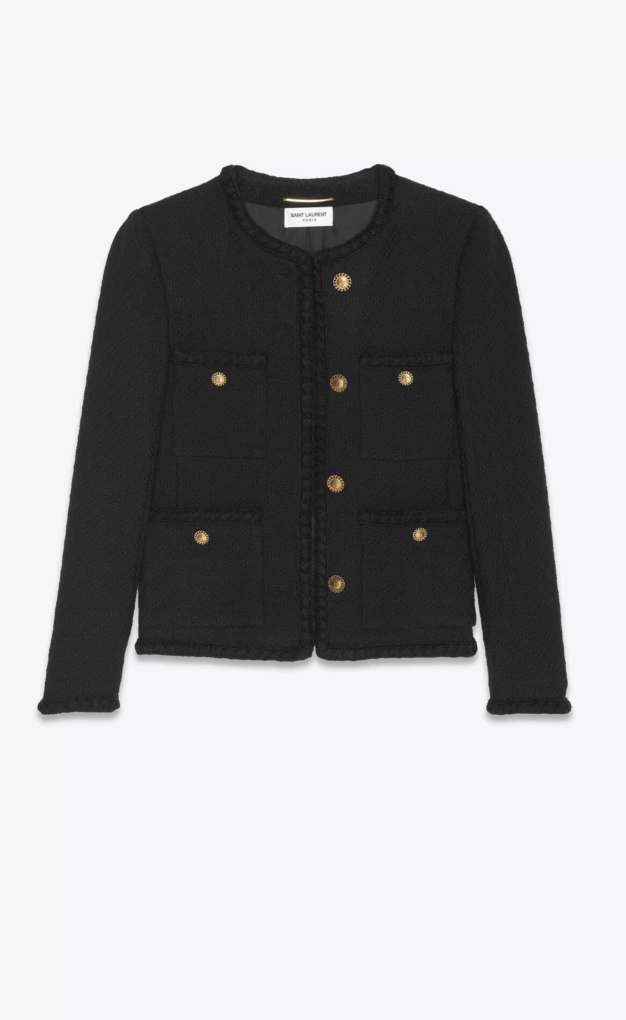 Women Saint Laurent JACKETS AND PANTS^Short Jacket In Diamond-embossed Tweed | | YSL.com