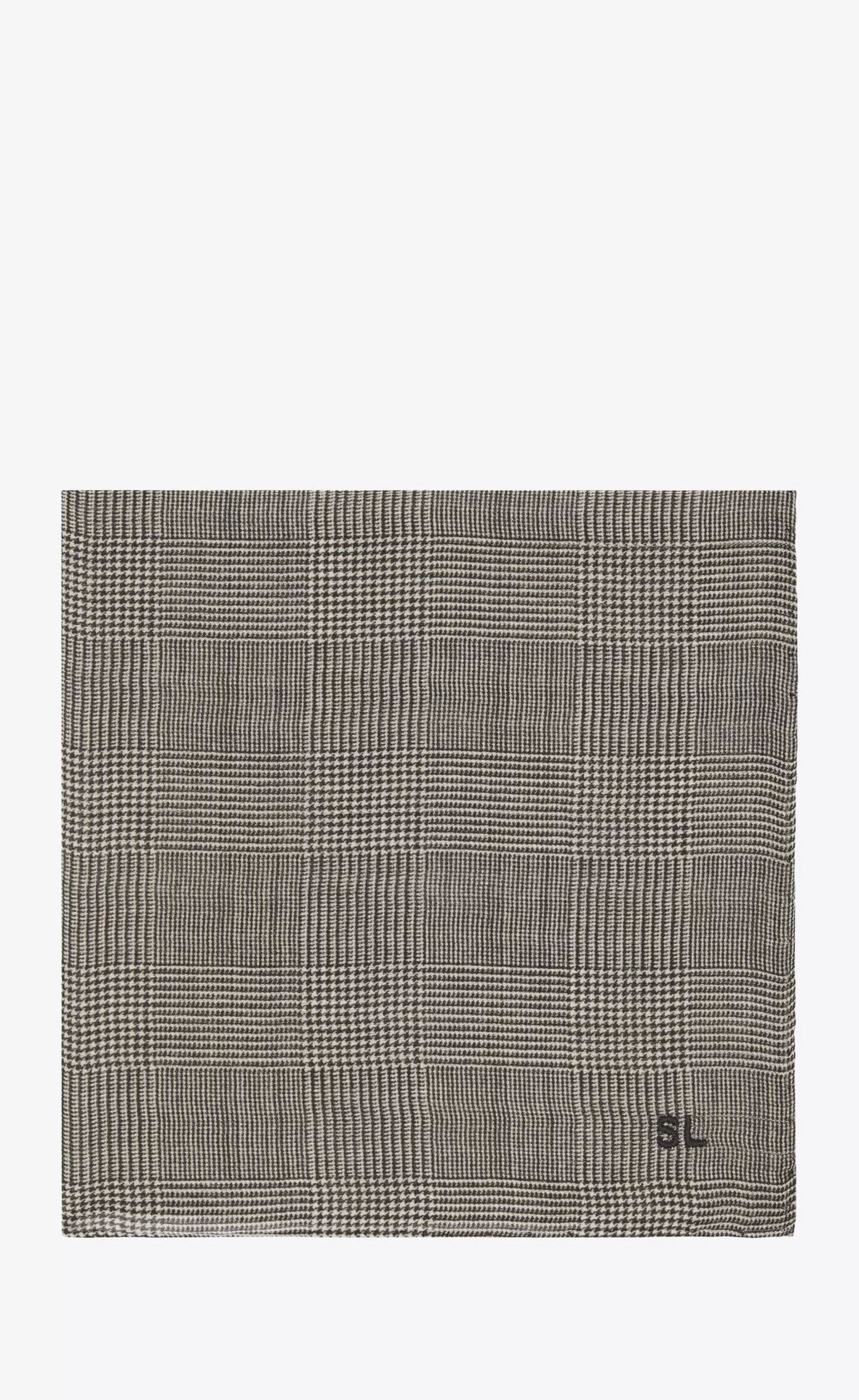 Women Saint Laurent TEXTILE ACCESSORIES | OTHER ACCESSORIES^SL Pocket Square Scarf In Prince Of Wales Silk Charmeuse | | YSL.com