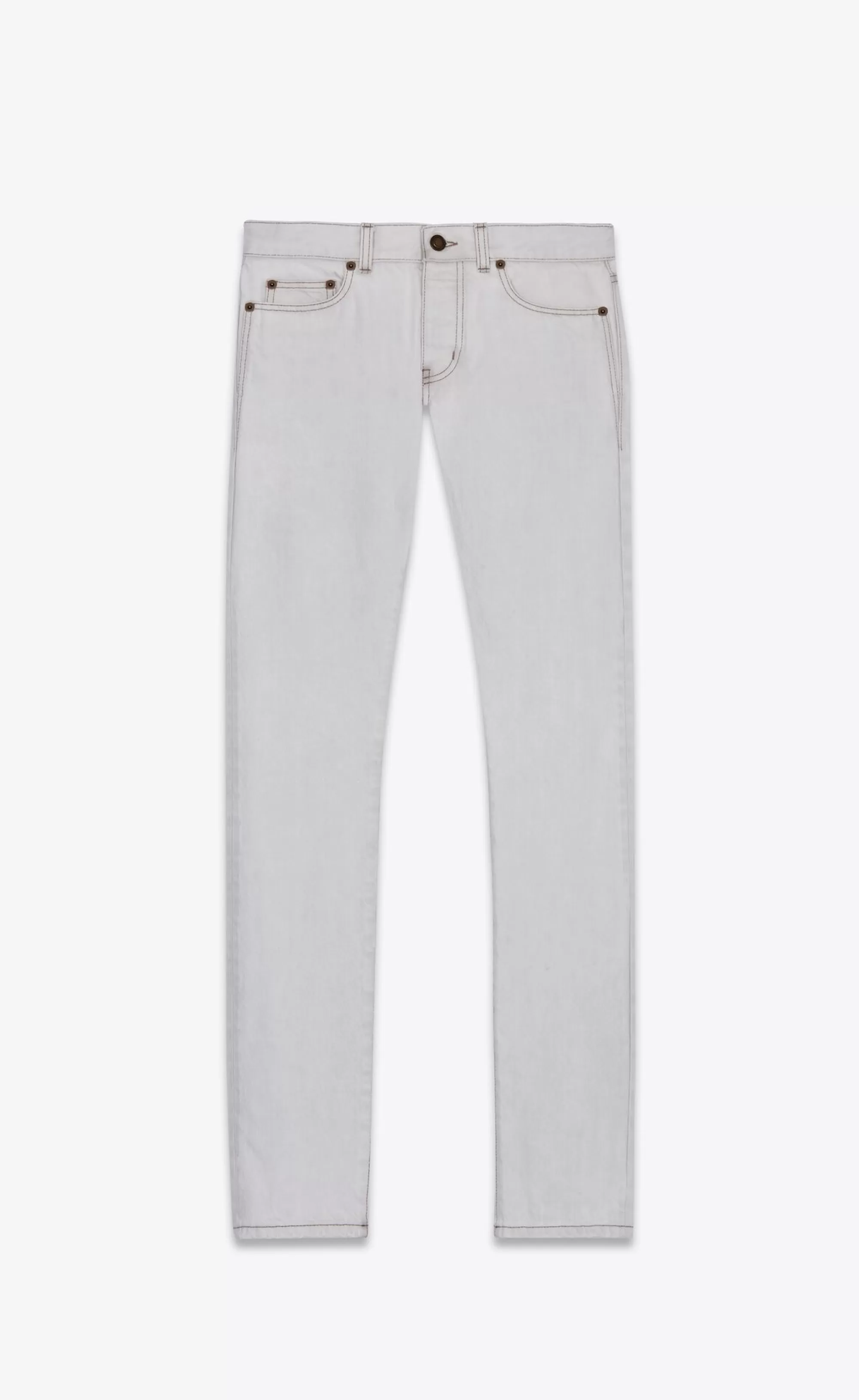 Saint Laurent ALL READY TO WEAR | DENIM^Slim-fit Jeans In Grey Off-white Denim | | YSL.com