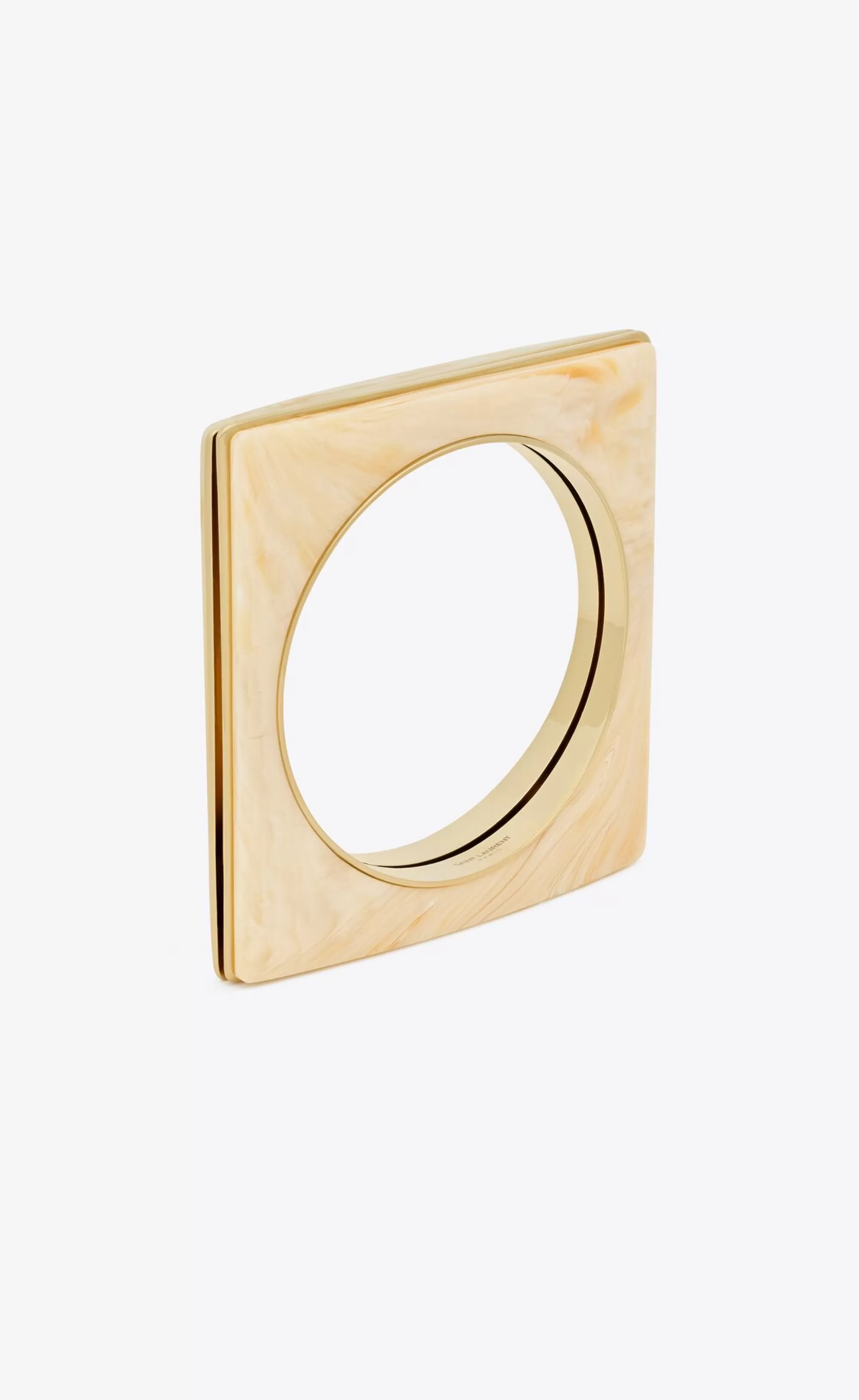 Women Saint Laurent CUFFS AND BRACELETS^Split Square Bangle In Resin And Metal | | YSL.com