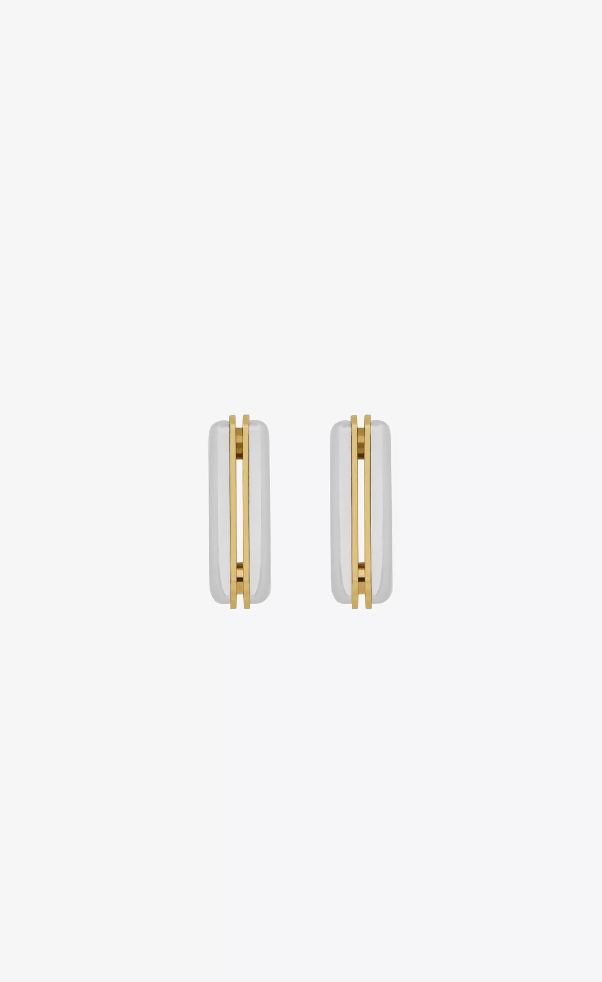 Women Saint Laurent EARRINGS^Split Square Hoop Earrings In Metal | | YSL.com