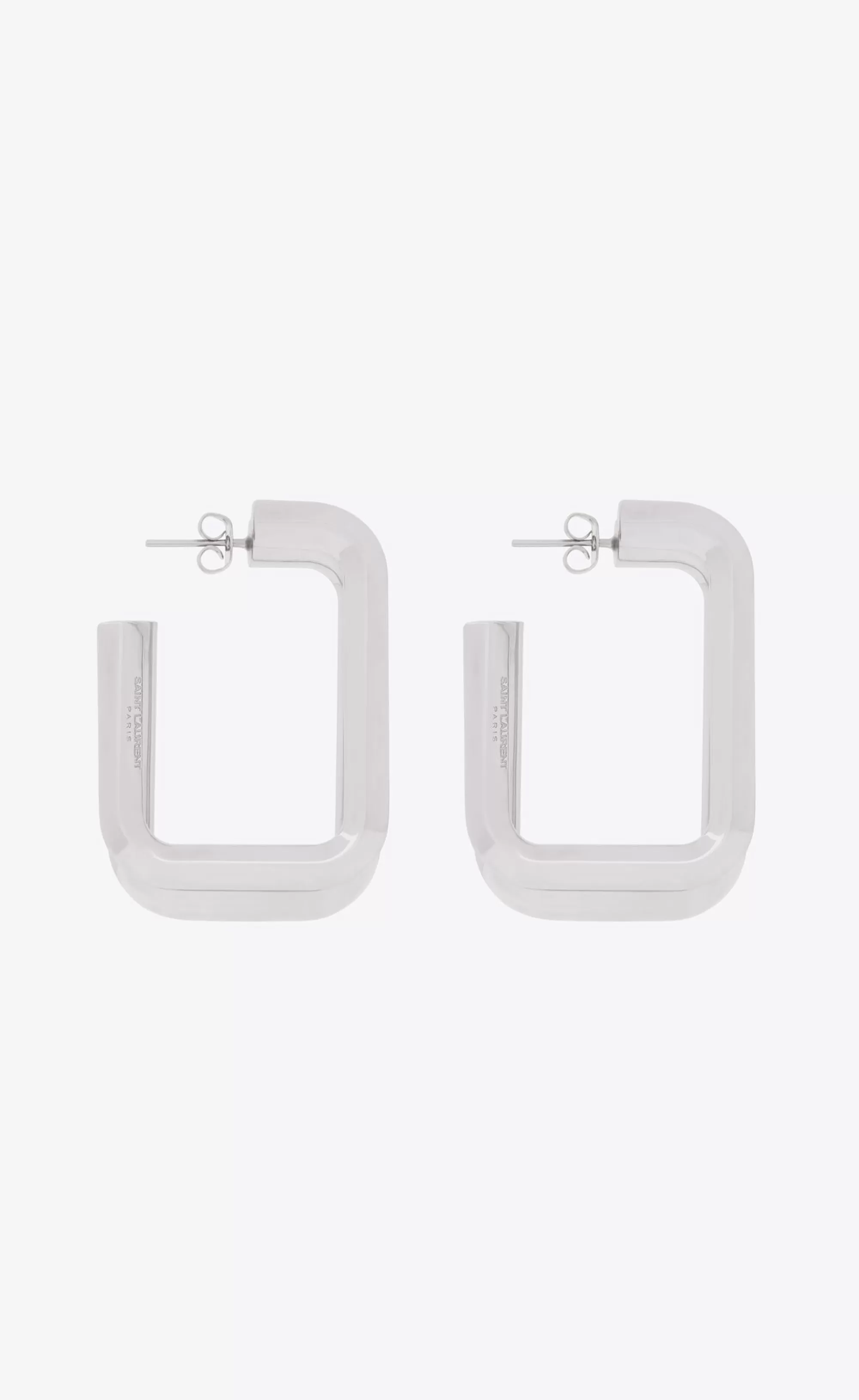 Women Saint Laurent EARRINGS^Square Hoop Earrings In Metal | | YSL.com