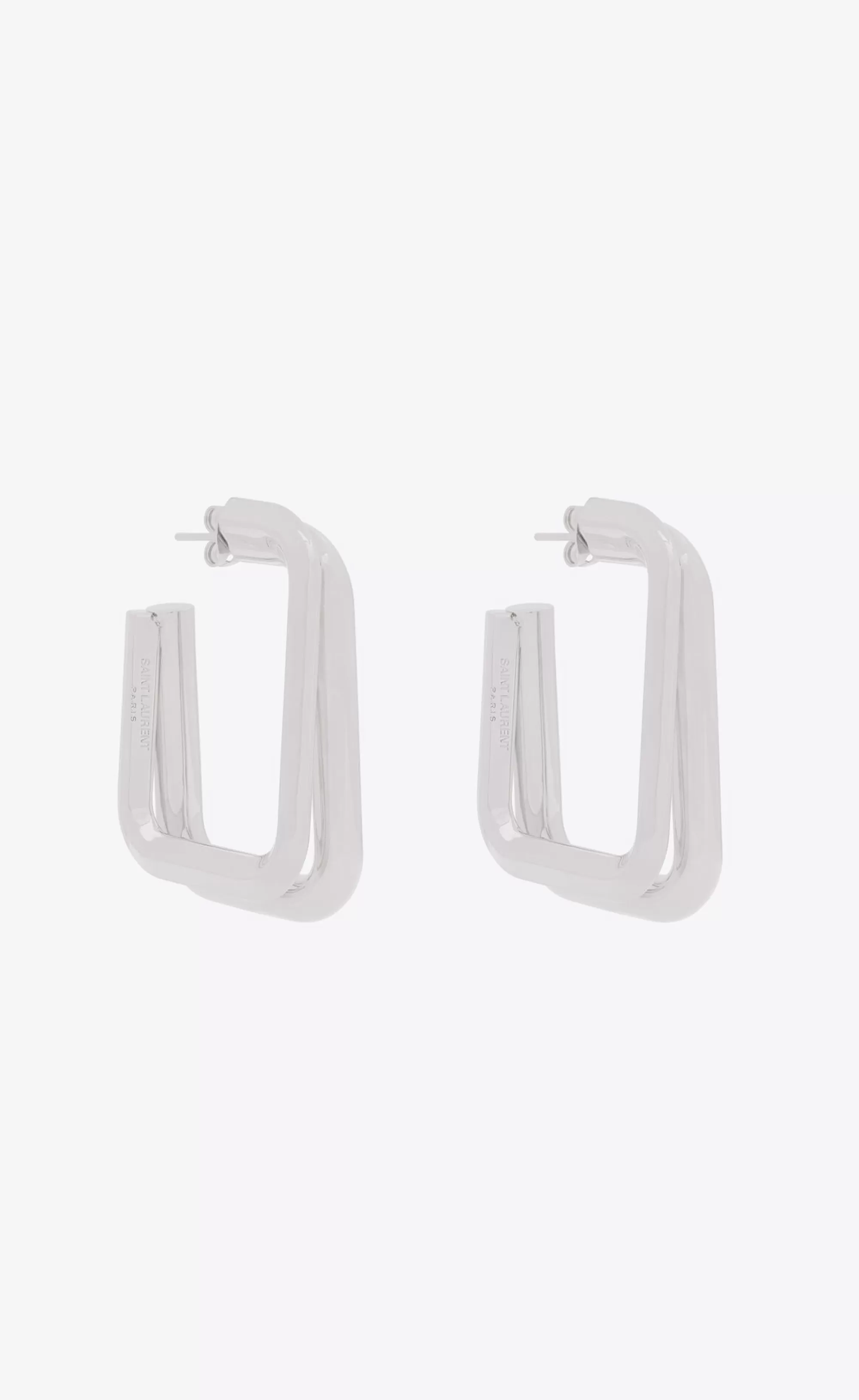 Women Saint Laurent EARRINGS^Square Hoop Earrings In Metal | | YSL.com