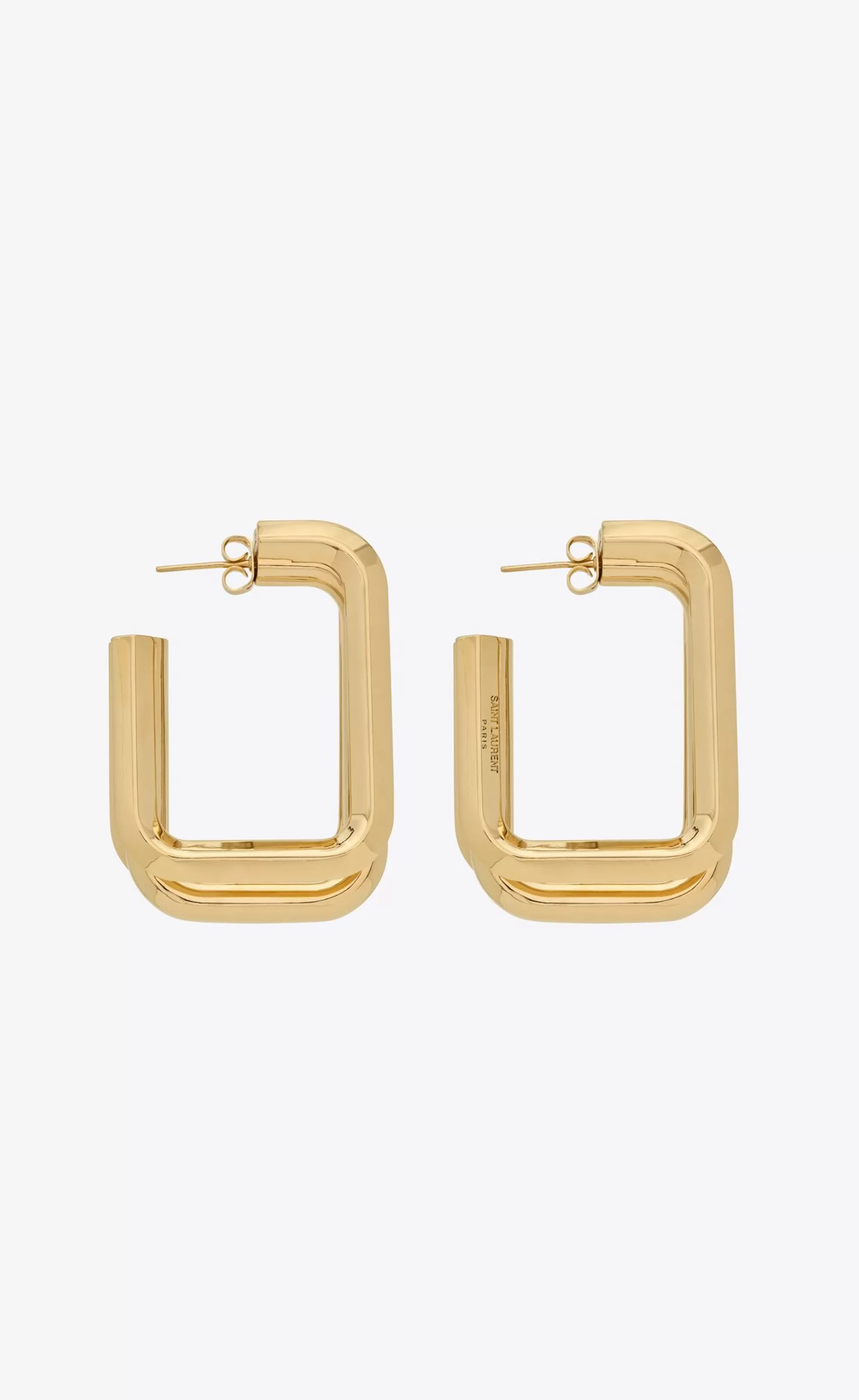 Women Saint Laurent EARRINGS^Square Hoop Earrings In Metal | | YSL.com