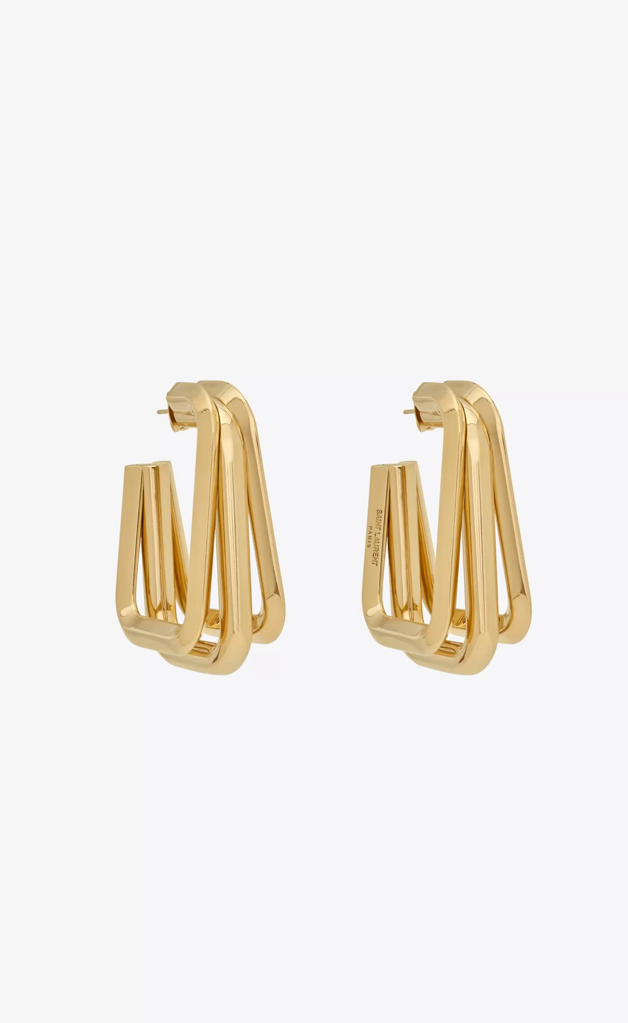 Women Saint Laurent EARRINGS^Square Hoop Earrings In Metal | | YSL.com