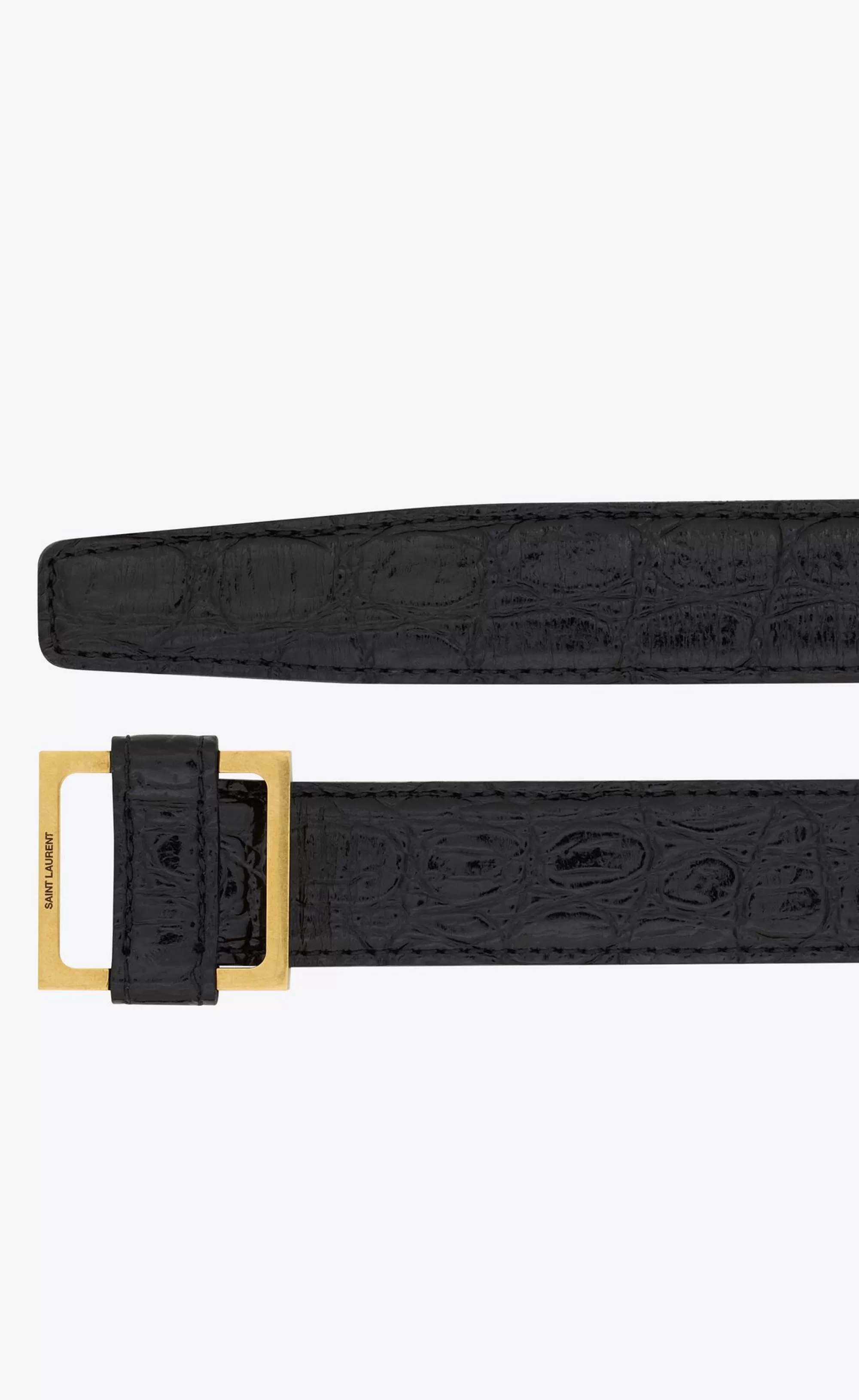 Women Saint Laurent BELTS | BELTS^Square Loop Buckle Belt In Crocodile Embossed Leather | | YSL.com