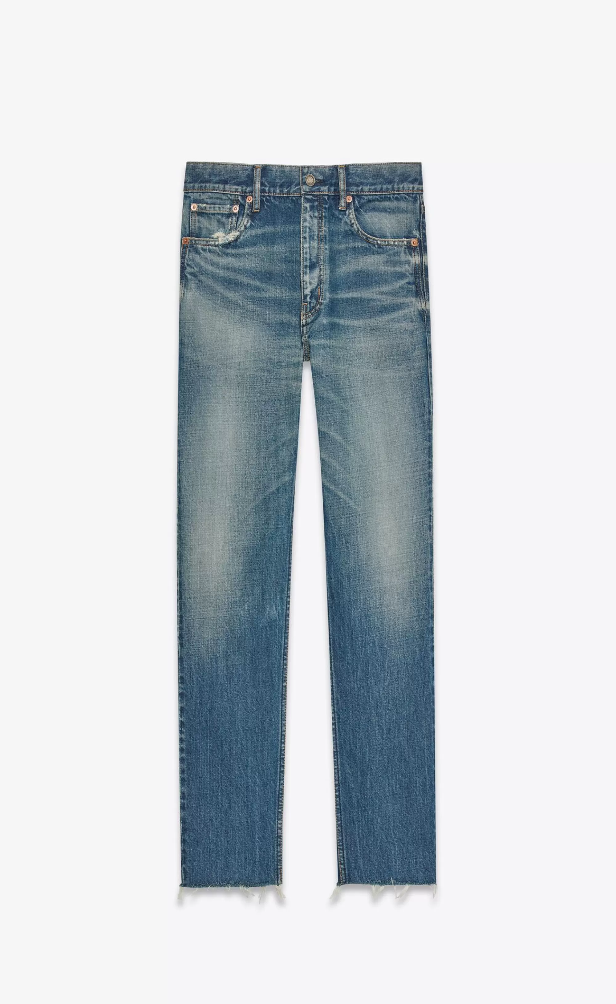 Women Saint Laurent Denim^STRAIGHT JEANS IN BLUE DENIM | | YSL.com