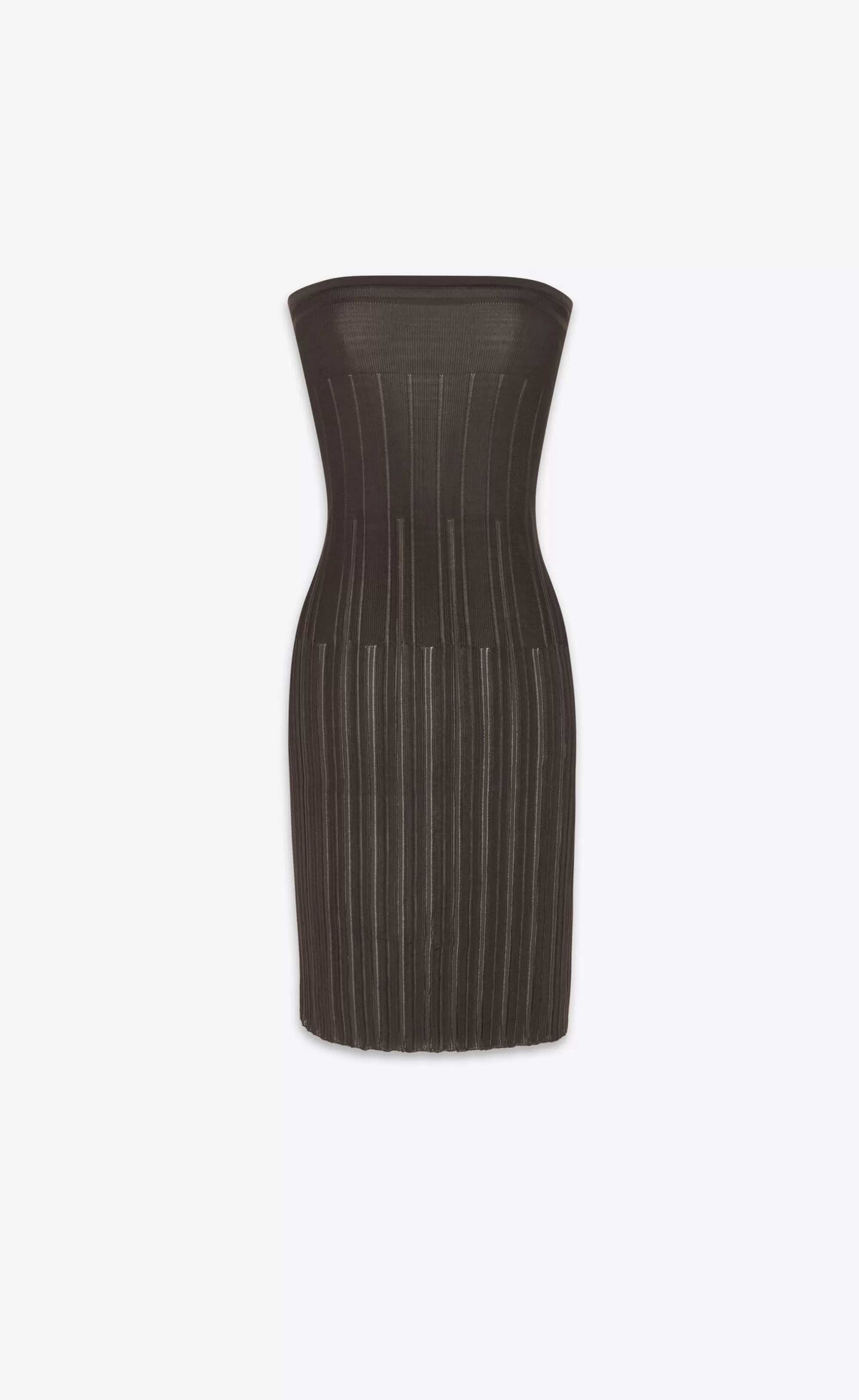 Women Saint Laurent DRESSES^Strapless Dress In Striped Knit | | YSL.com