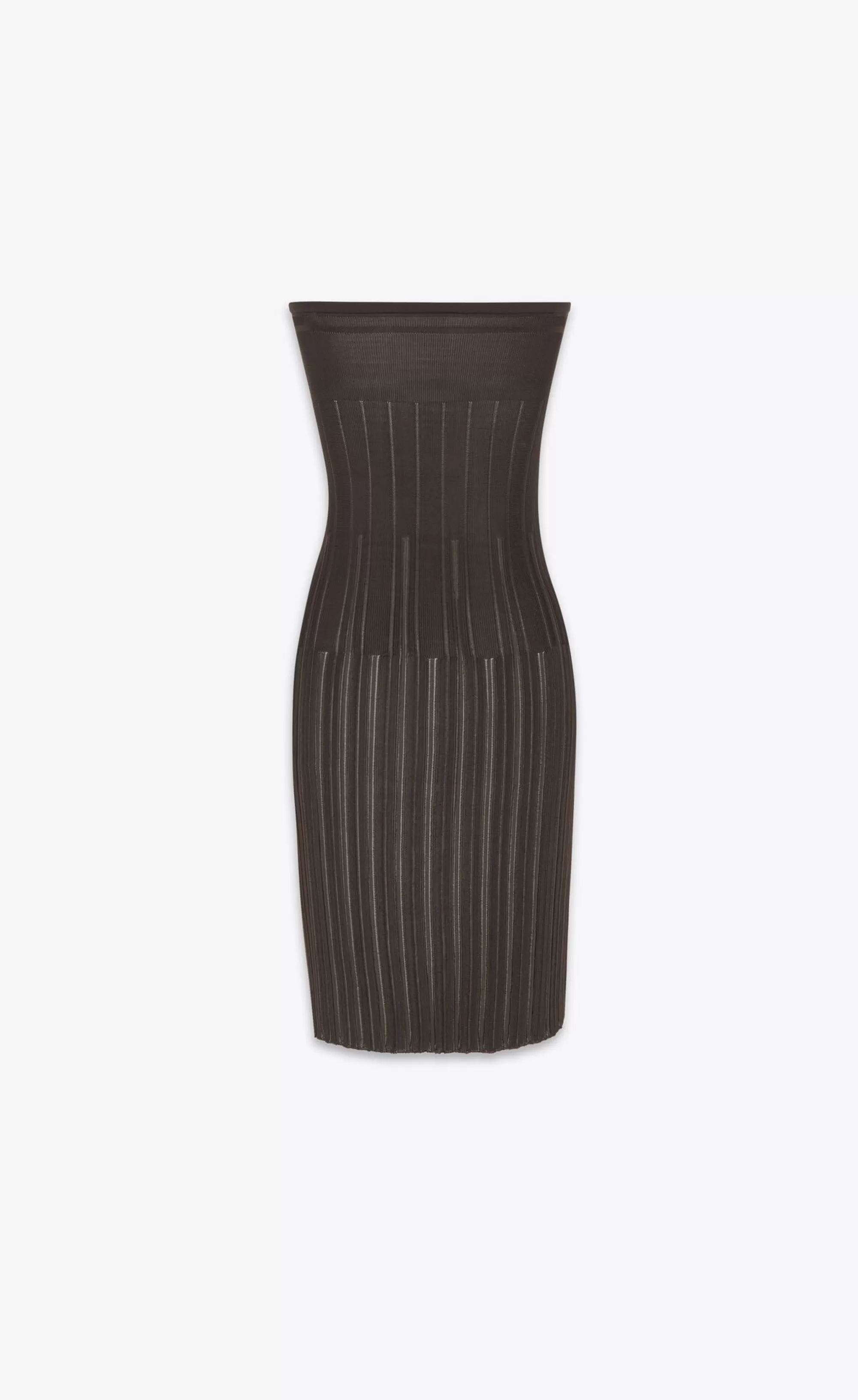 Women Saint Laurent DRESSES^Strapless Dress In Striped Knit | | YSL.com