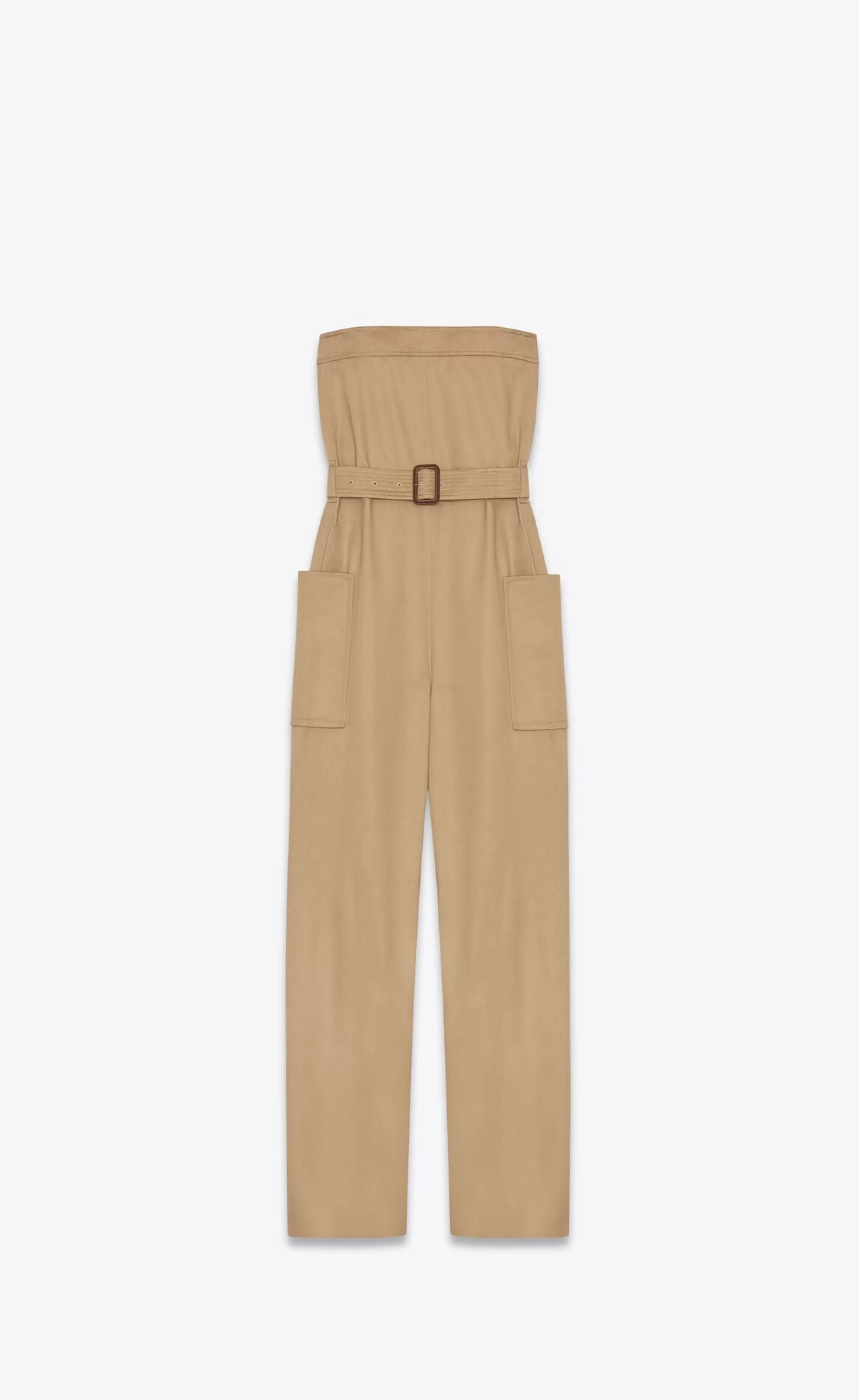 Women Saint Laurent JUMPSUITS^Strapless Jumpsuit In Cotton Gabardine | | YSL.com