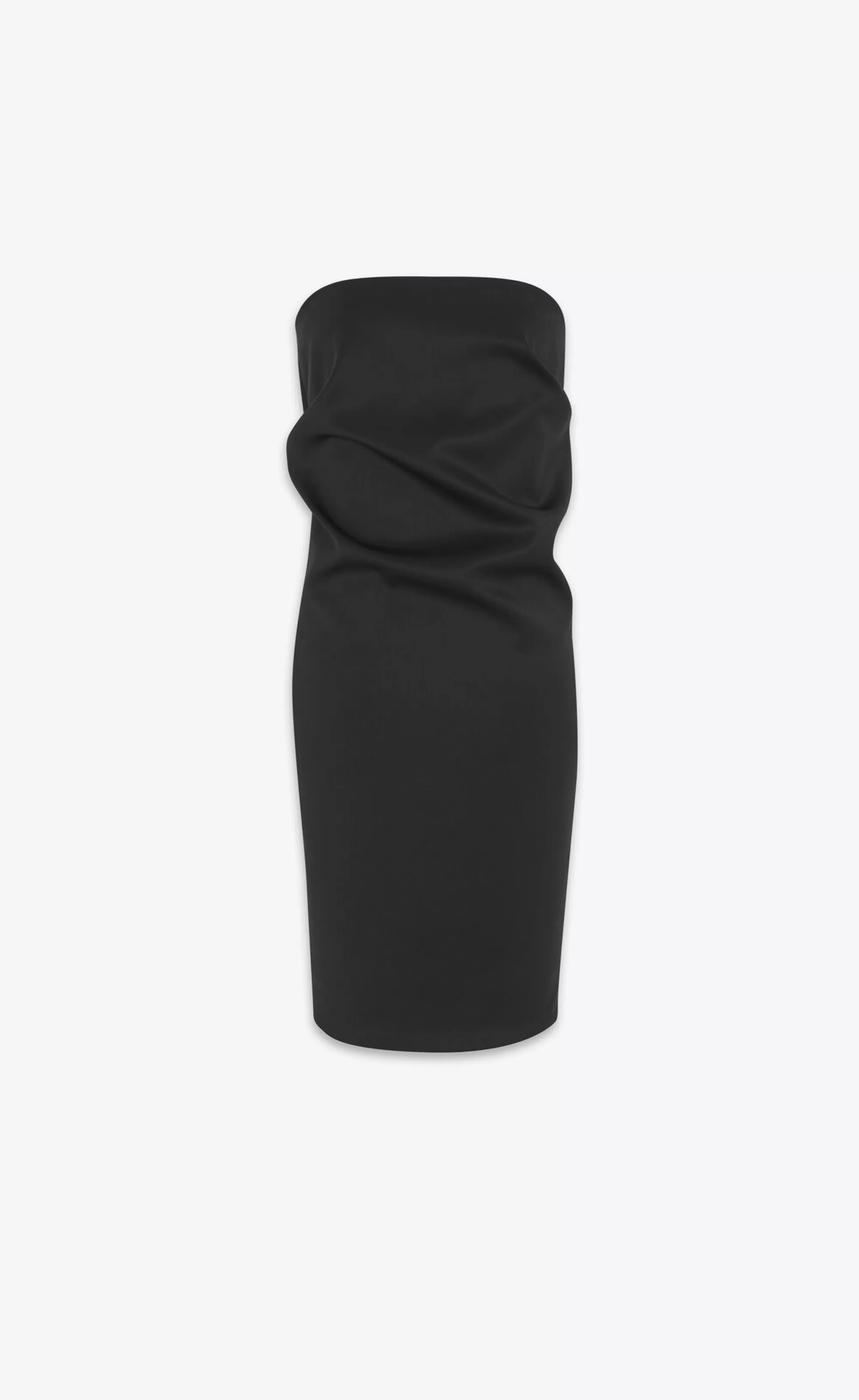 Women Saint Laurent DRESSES^Strapless Pencil Dress In Stretch Satin Wool | | YSL.com