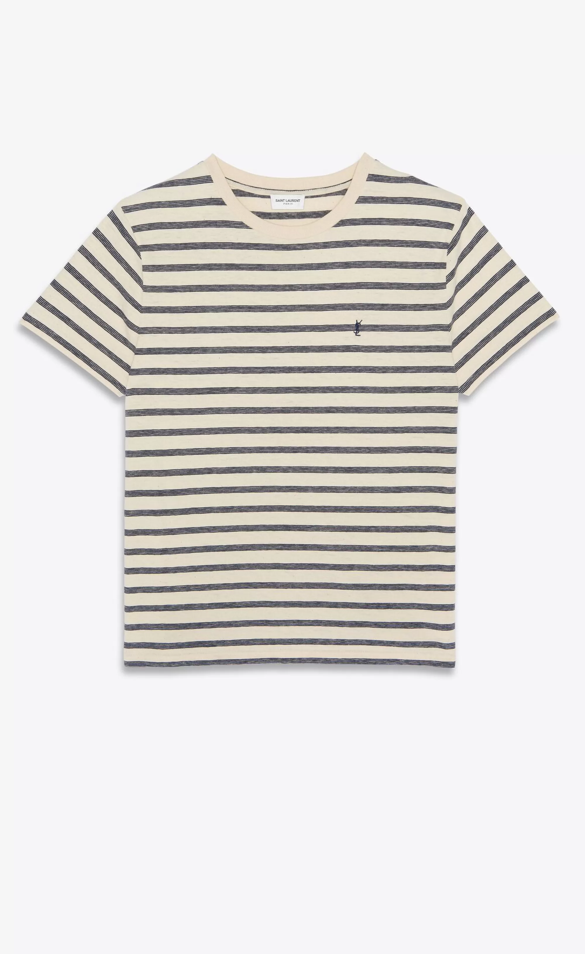 Saint Laurent ALL READY TO WEAR | JERSEY^Striped CASSANDRE T-shirt In Jersey | | YSL.com