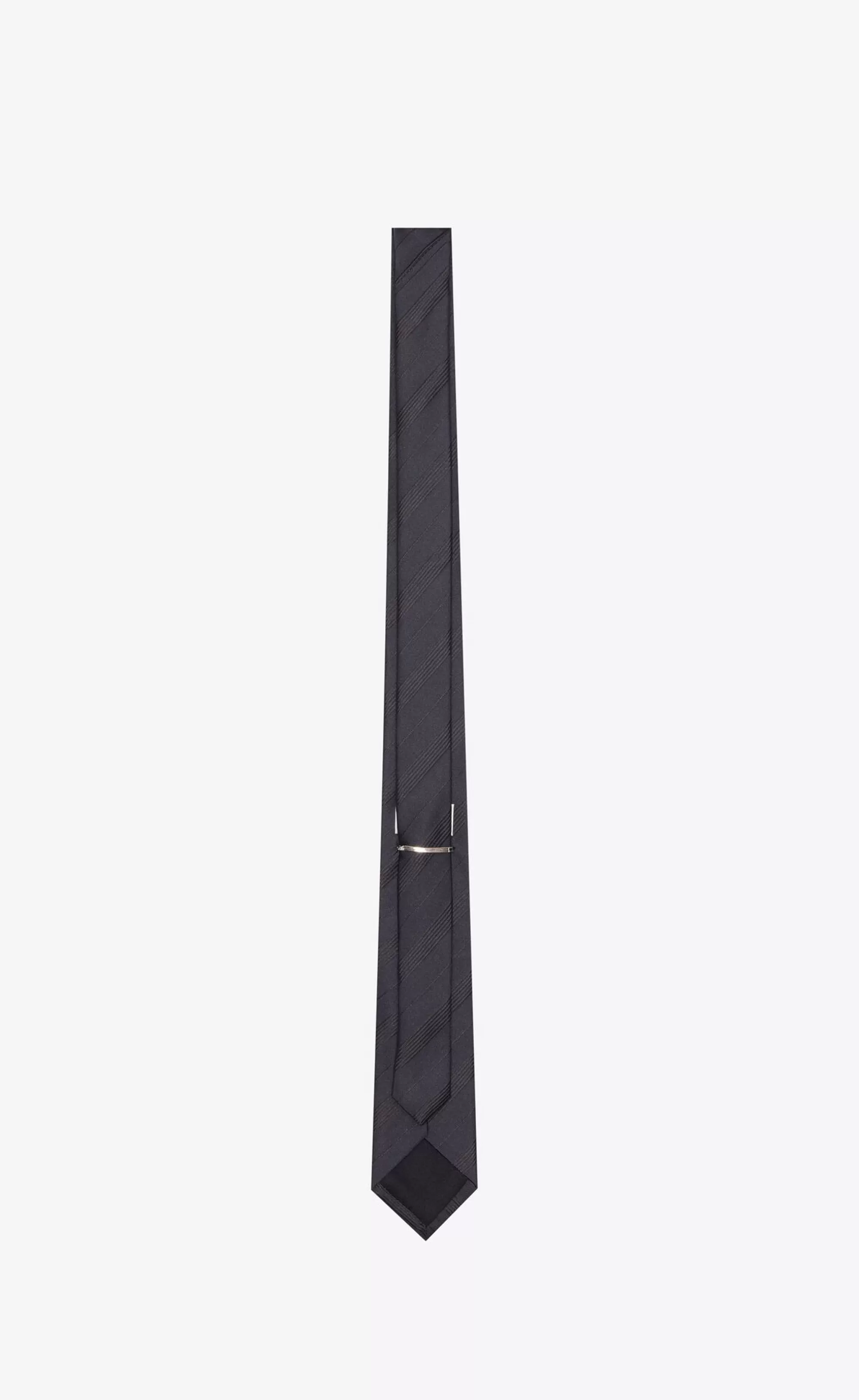 Saint Laurent TEXTILE ACCESSORIES^Striped Tie In Silk Faille | | YSL.com