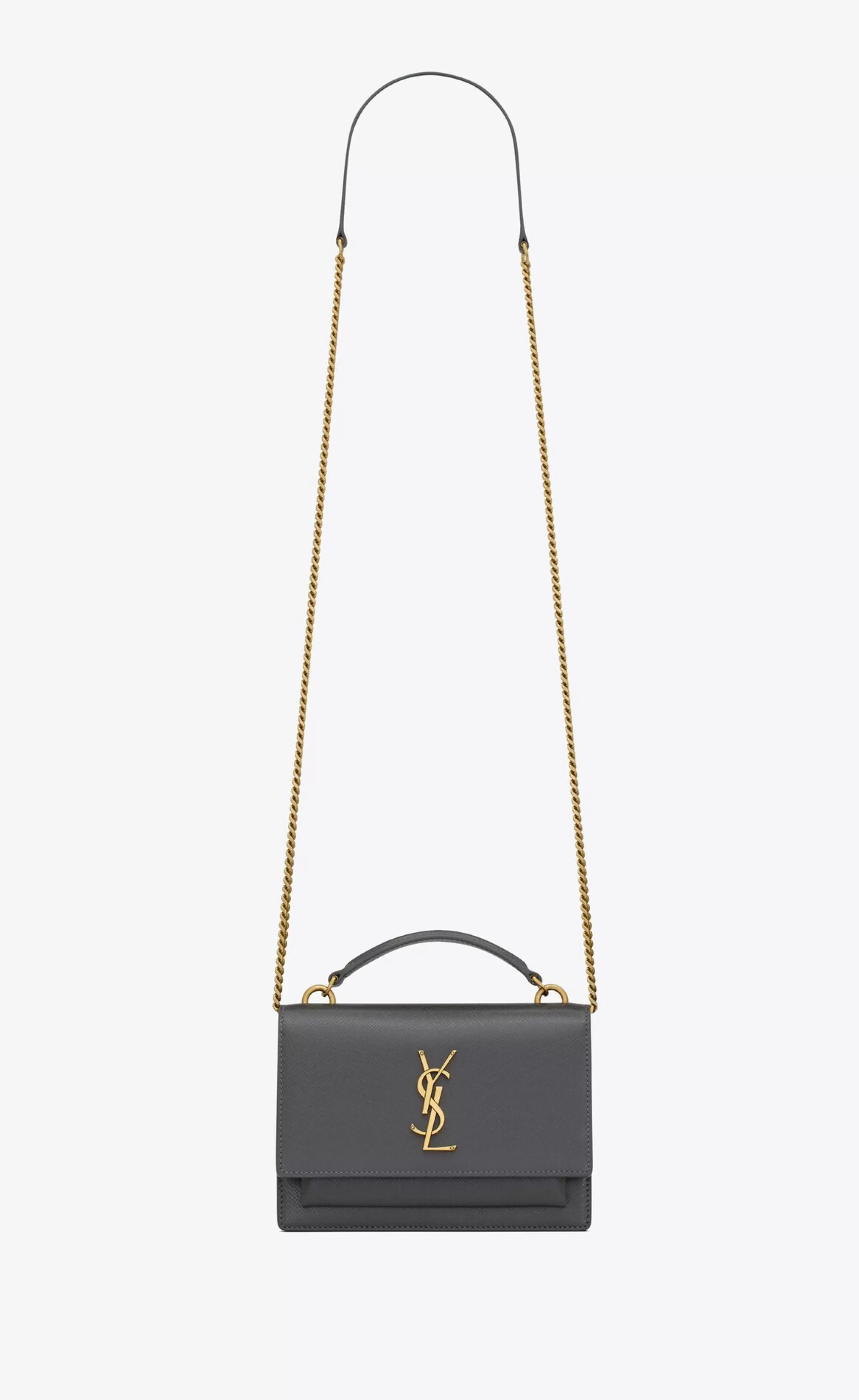 Women Saint Laurent MINI BAGS | SUNSET^Sunset Chain Wallet In COATED BARK LEATHER | | YSL.com