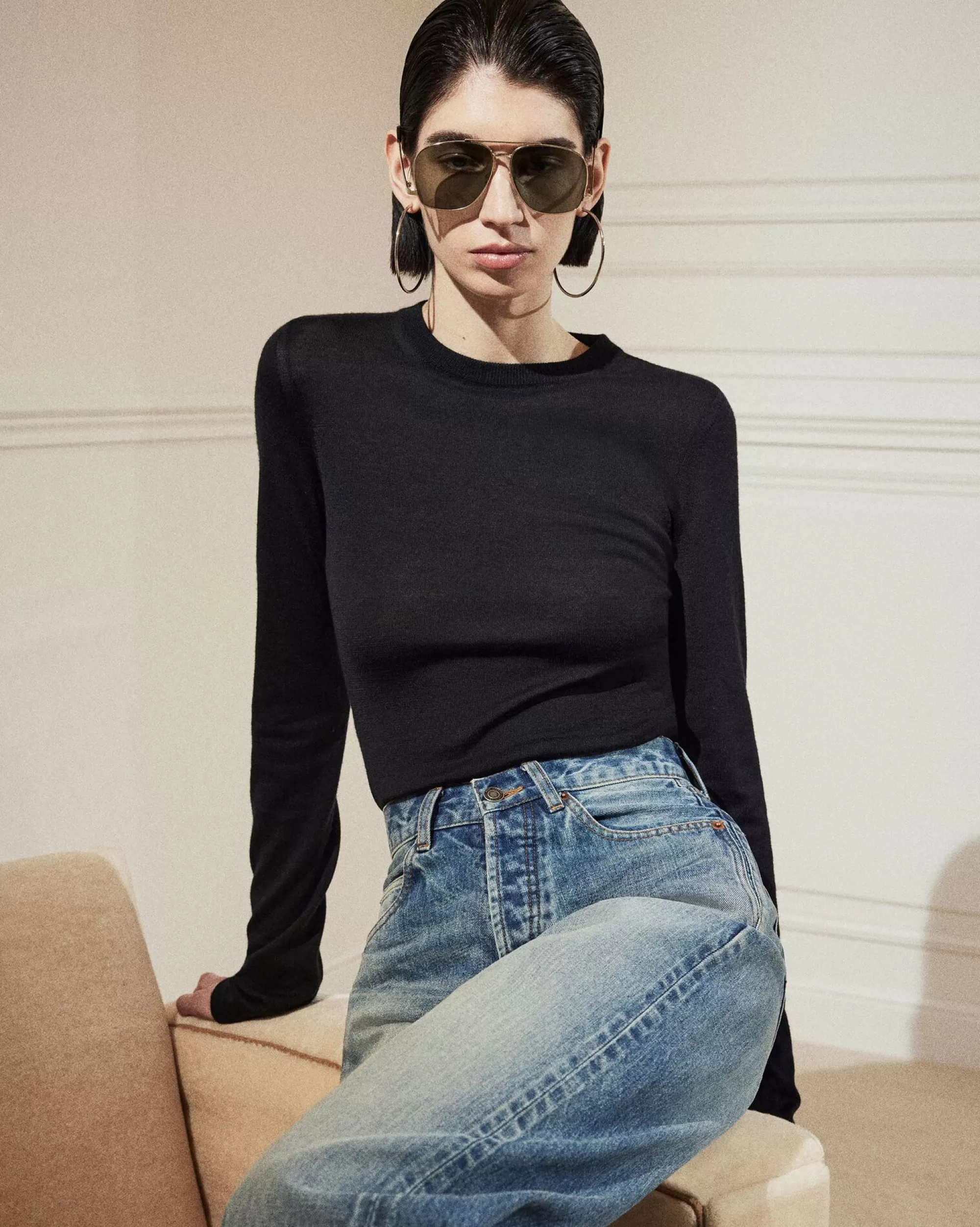 Women Saint Laurent KNITWEAR^Sweater In Cashmere, Wool And Silk | | YSL.com