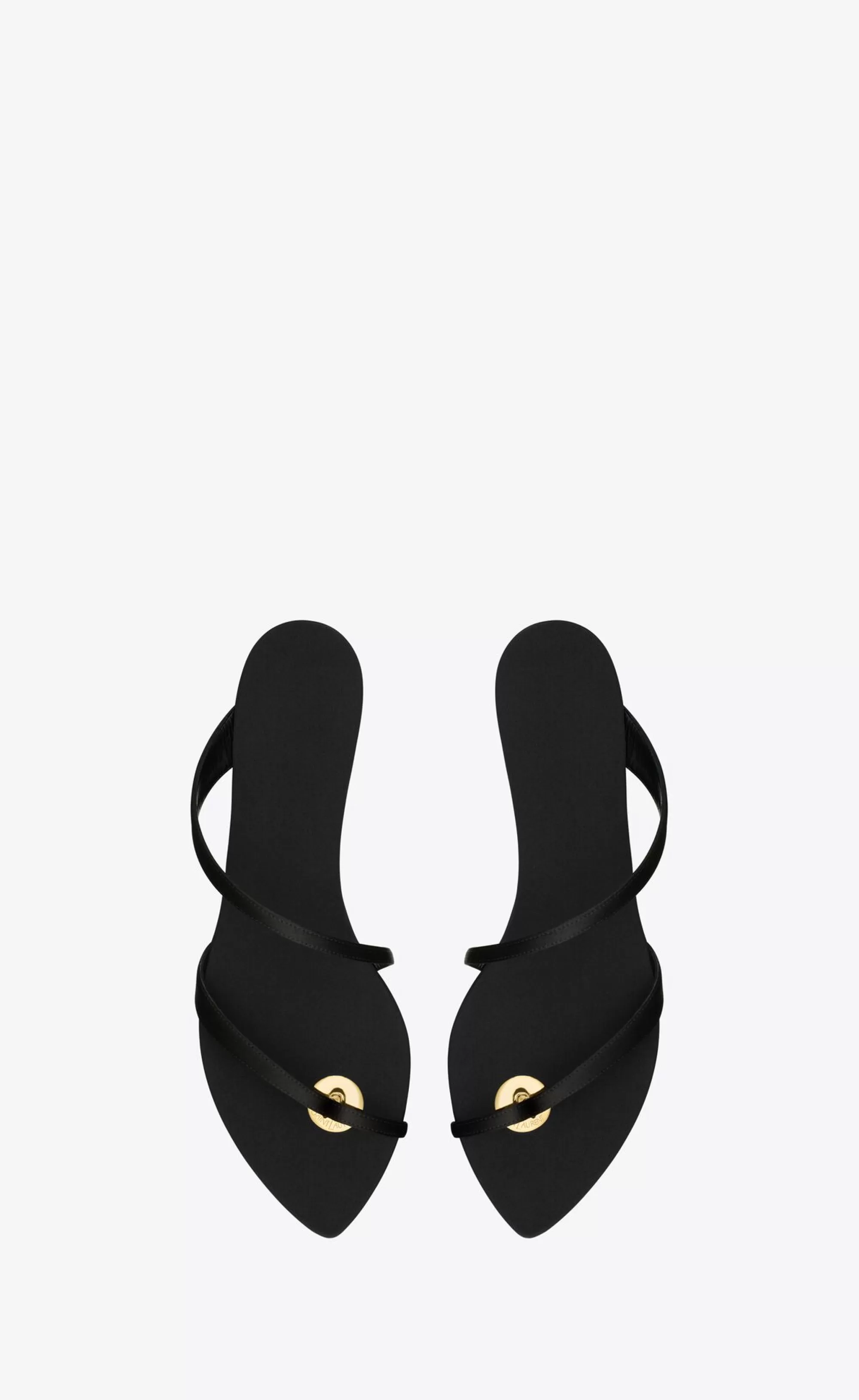 Women Saint Laurent Flat Sandals | FLATS^TANGER Slides In Satin Crepe | | YSL.com