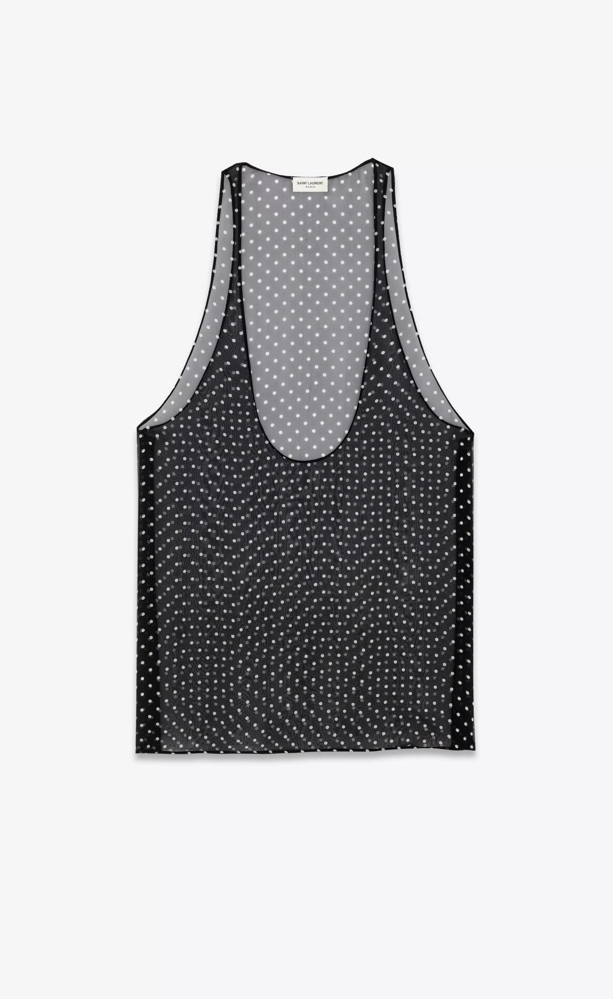 Saint Laurent ALL READY TO WEAR^Tank Top In Dotted Silk Muslin | | YSL.com