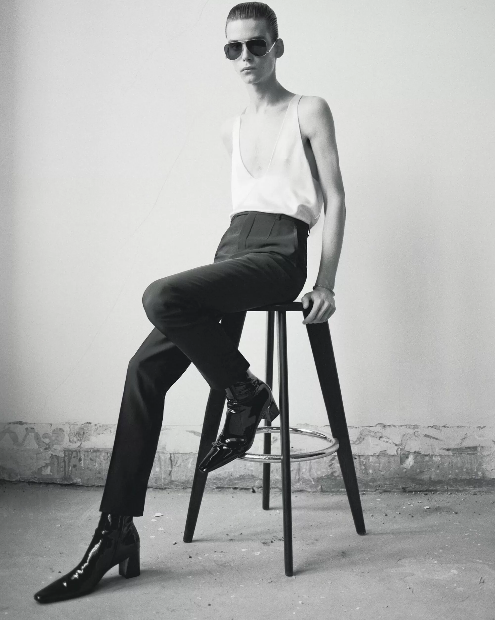 Saint Laurent ALL READY TO WEAR | SMOKING^Tank Top In Silk Satin Crepe | | YSL.com