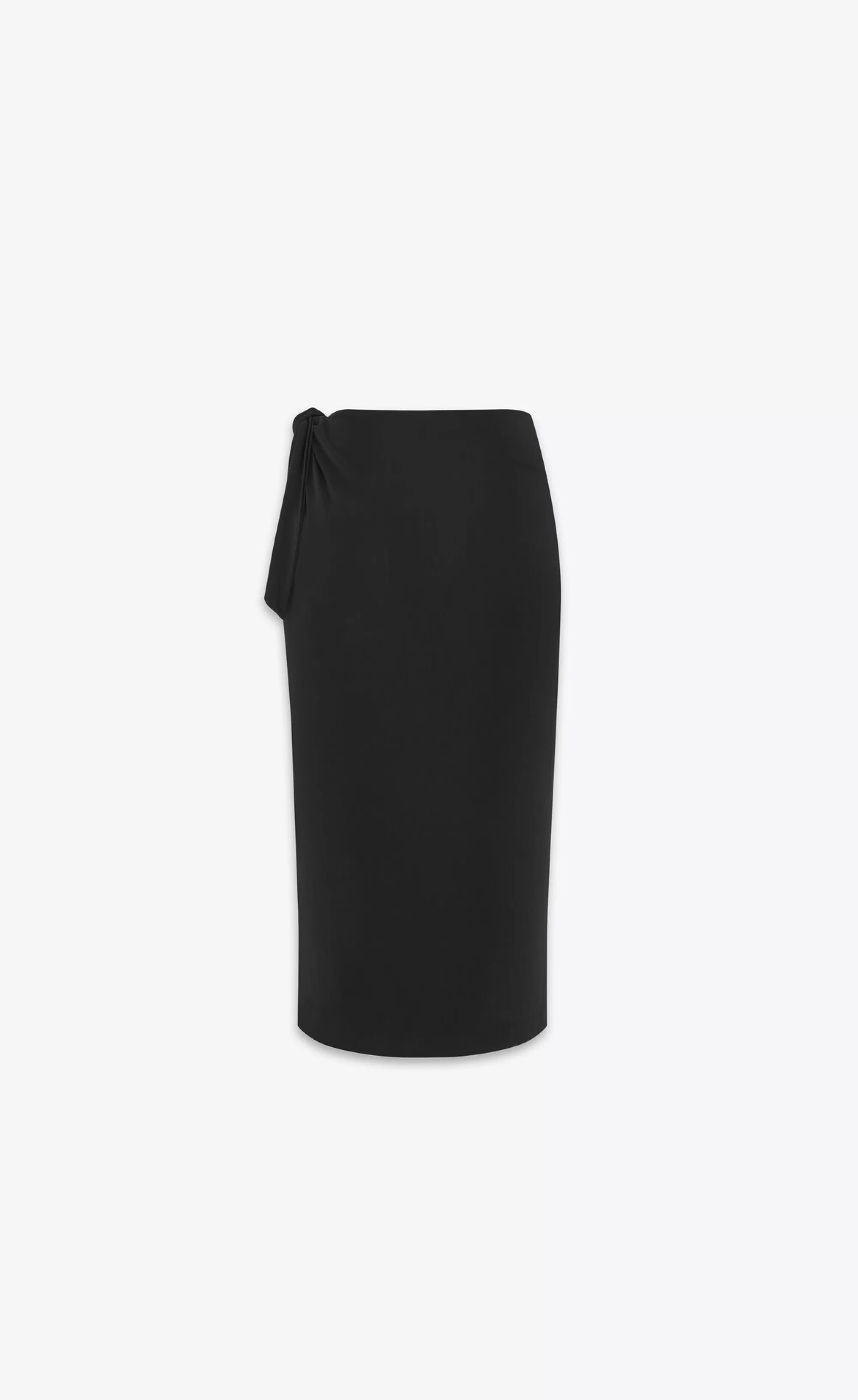 Women Saint Laurent SKIRTS^Tied Pencil Skirt In Shiny Jersey | | YSL.com