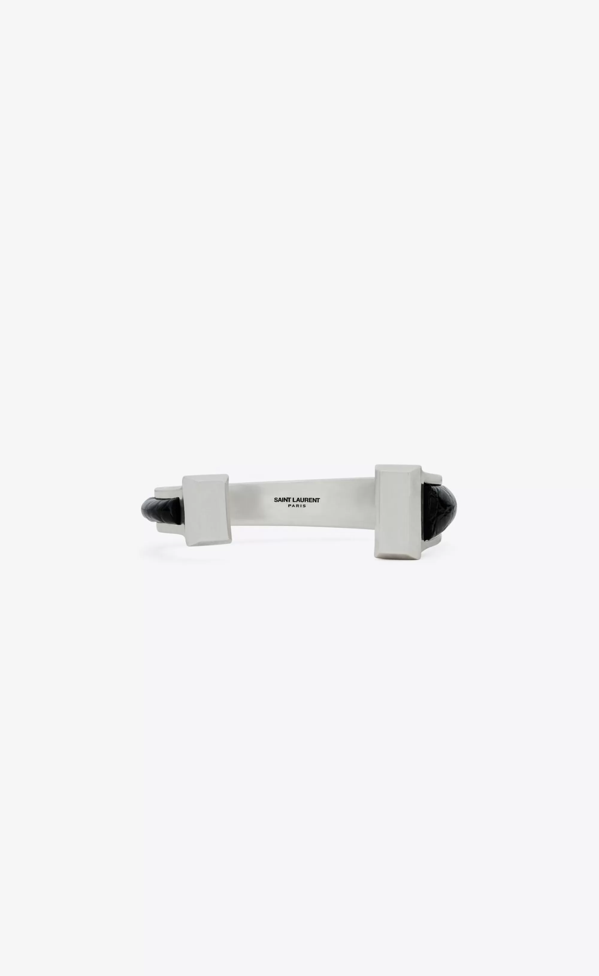 Saint Laurent Bracelets^Torc Bracelet In Metal And Leather | | YSL.com