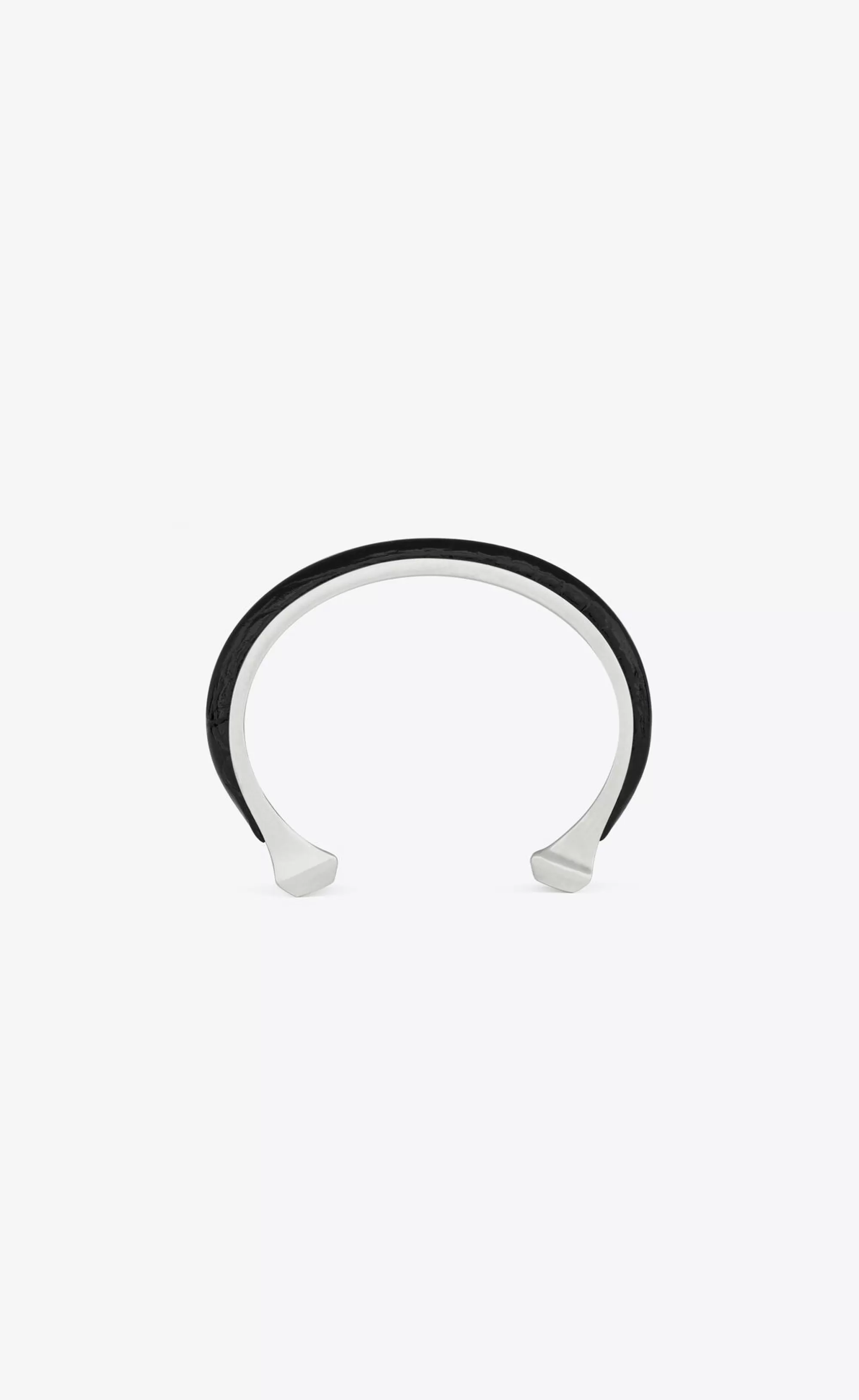 Saint Laurent Bracelets^Torc Bracelet In Metal And Leather | | YSL.com
