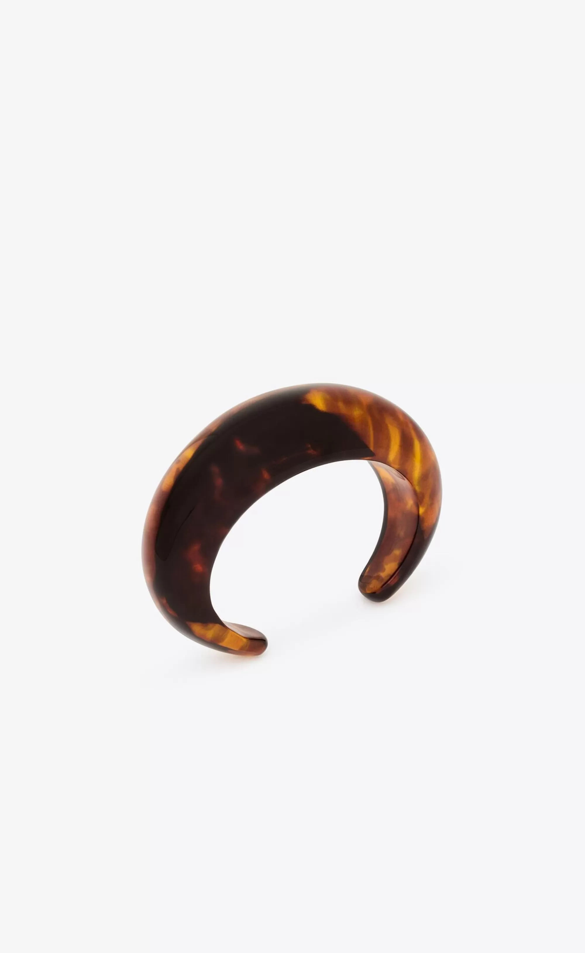 Women Saint Laurent CUFFS AND BRACELETS^Tortoiseshell Bumpy Cuff In Resin | | YSL.com