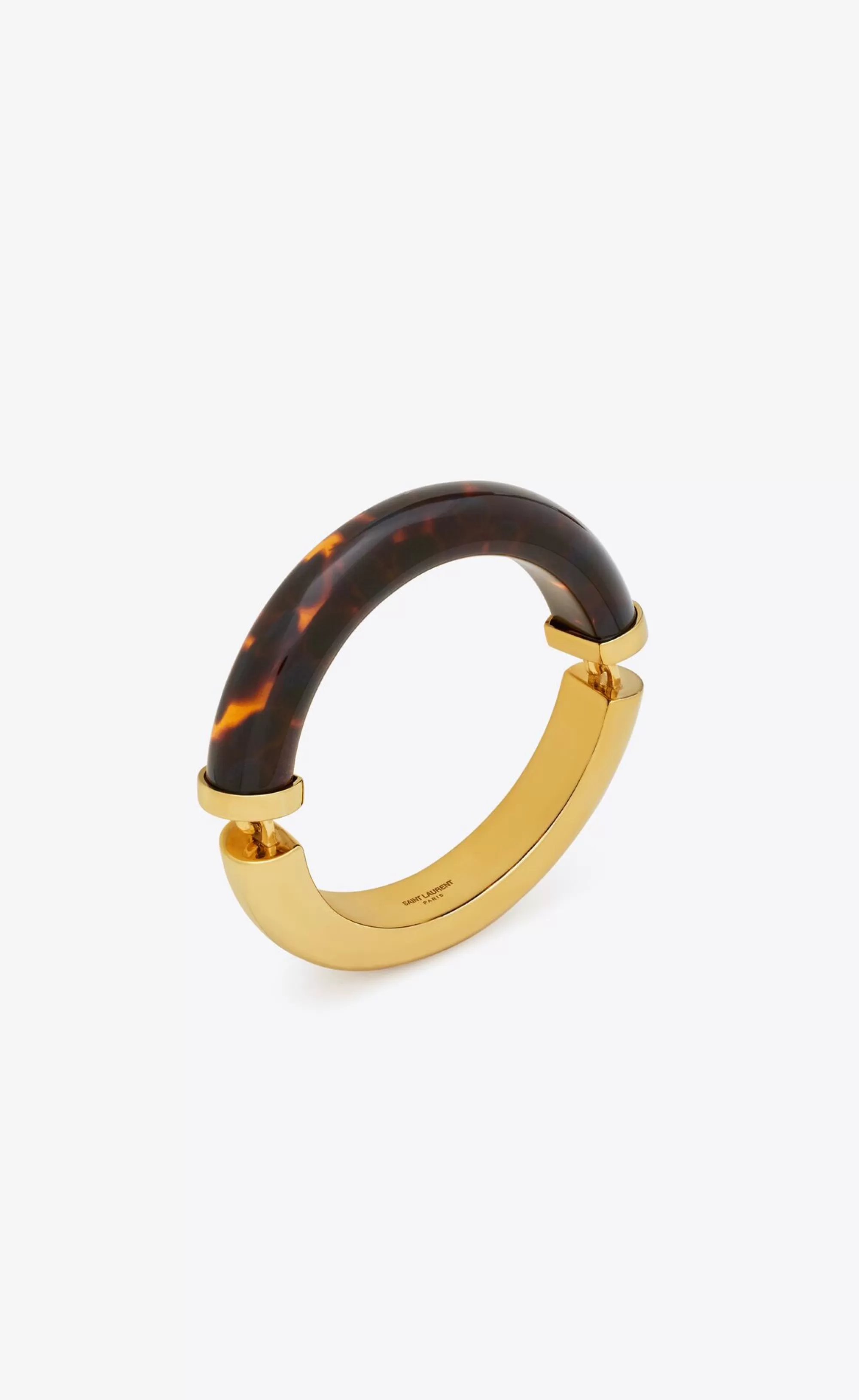 Women Saint Laurent Bracelets | CUFFS AND BRACELETS^Tortoiseshell Duet Bangle In Resin And Metal | | YSL.com