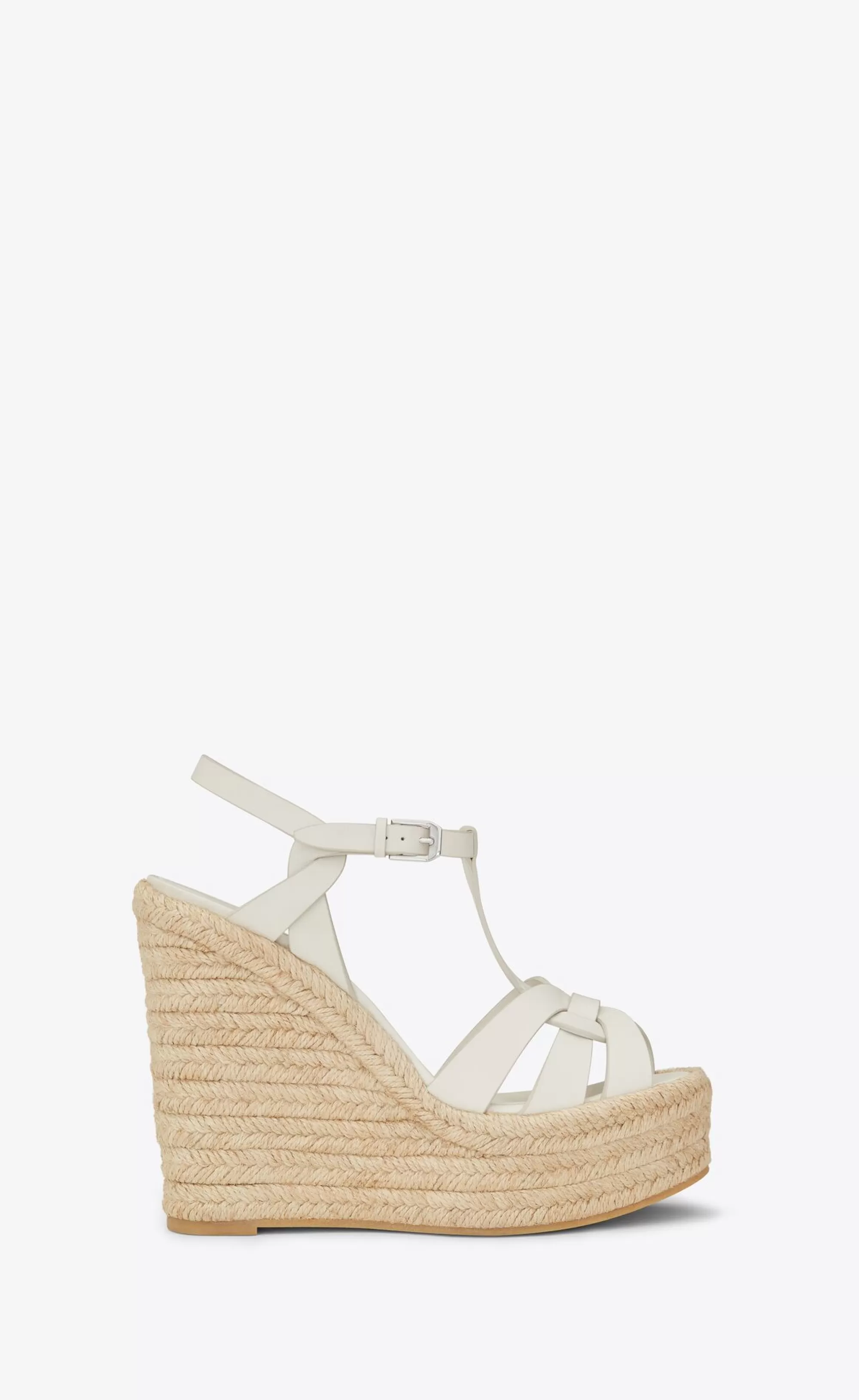 Women Saint Laurent High Heel Sandals^TRIBUTE Espadrilles Wedge In Smooth Leather | | YSL.com