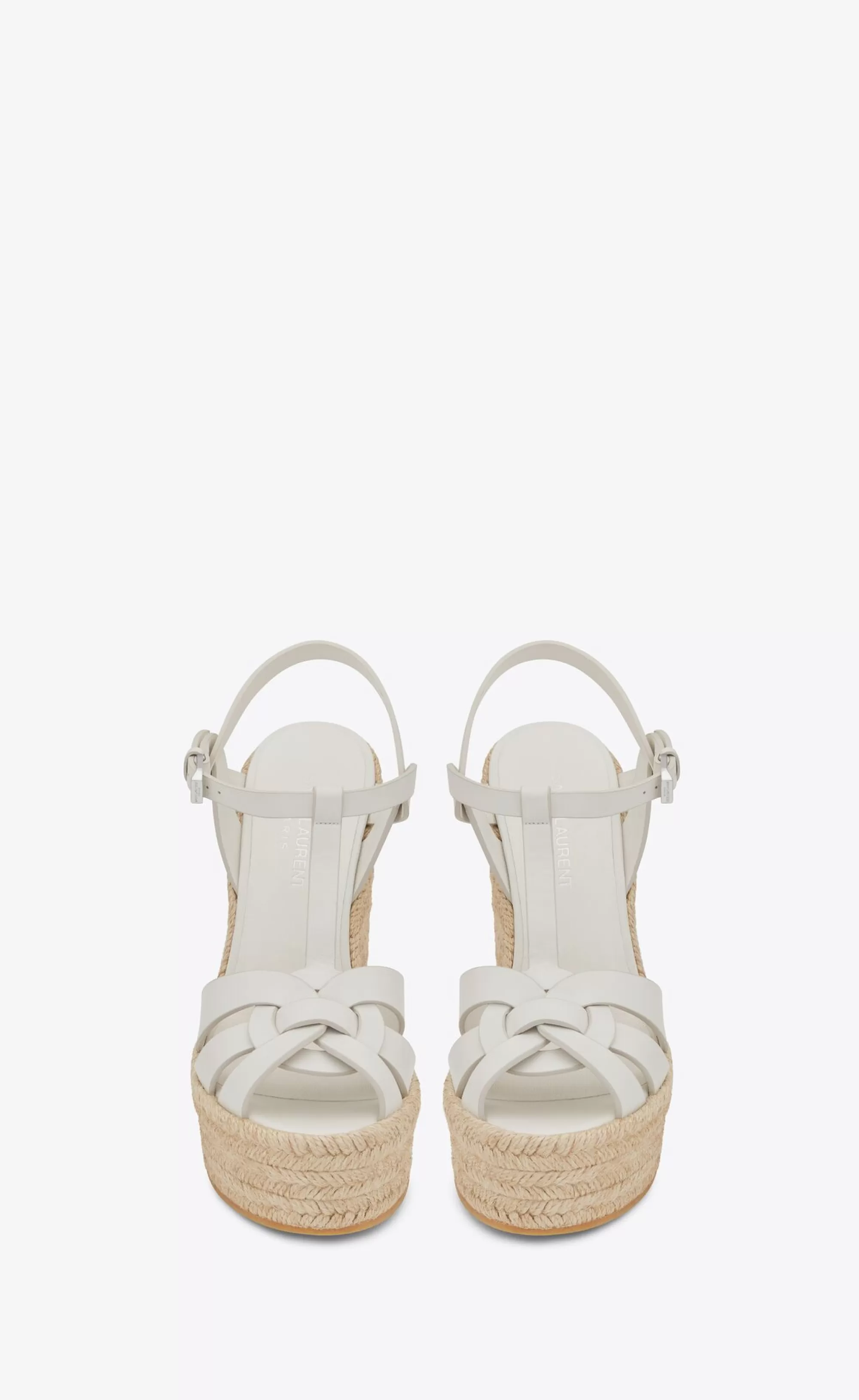 Women Saint Laurent High Heel Sandals^TRIBUTE Espadrilles Wedge In Smooth Leather | | YSL.com