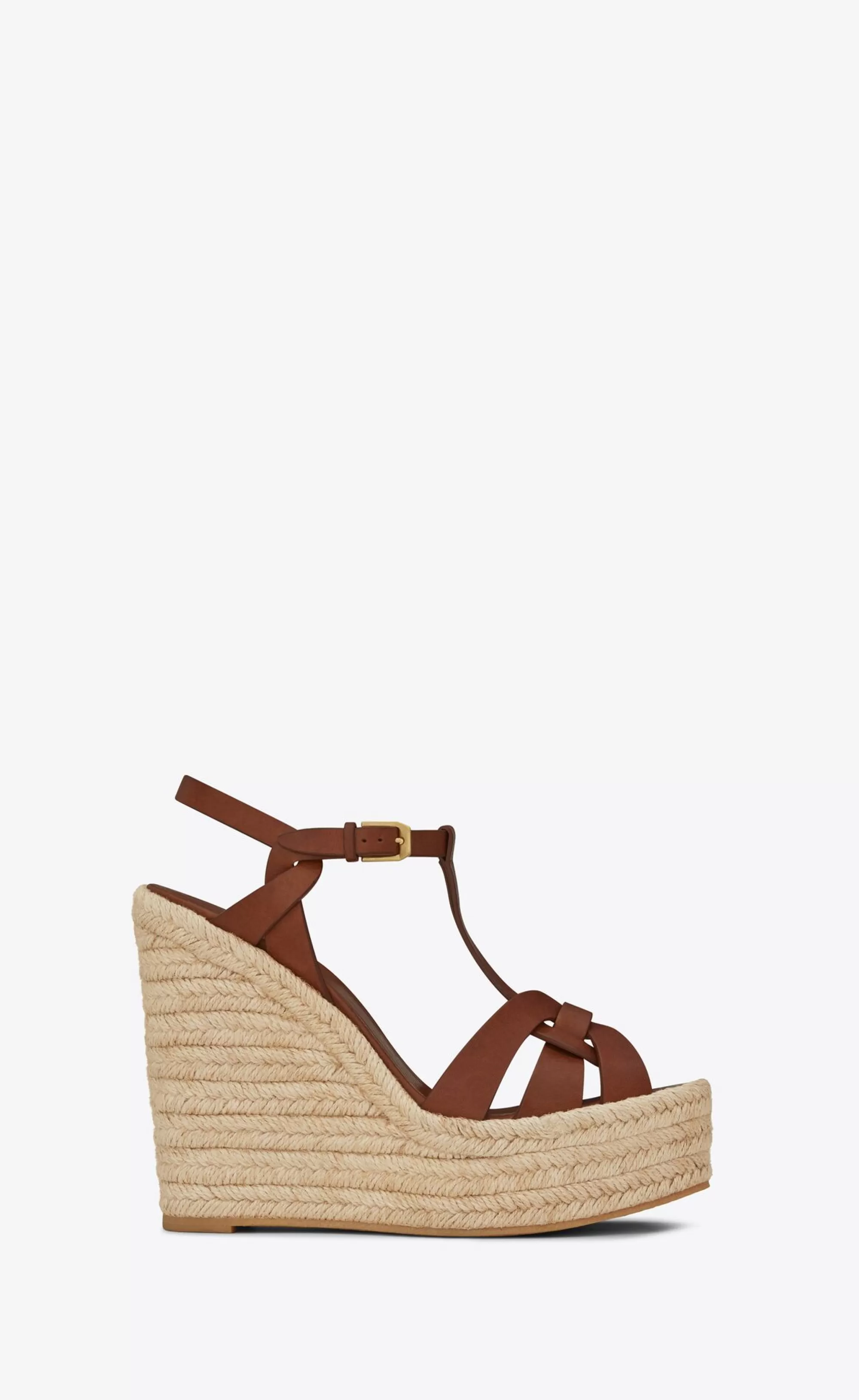 Women Saint Laurent High Heel Sandals^TRIBUTE Espadrilles Wedge In Smooth Leather | | YSL.com