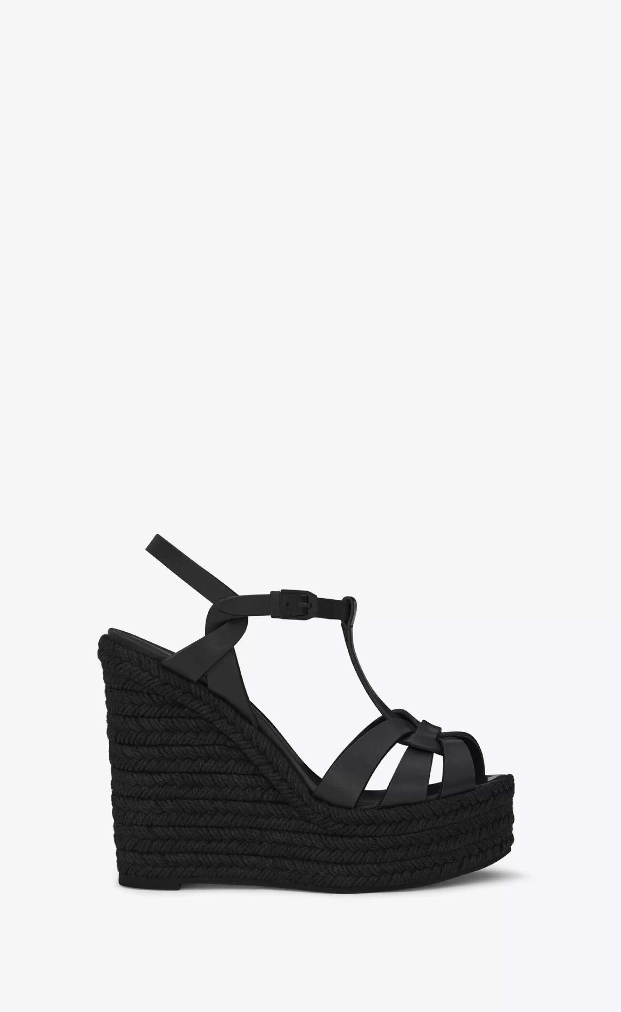 Women Saint Laurent High Heel Sandals^TRIBUTE Espadrilles Wedge In Smooth Leather | | YSL.com