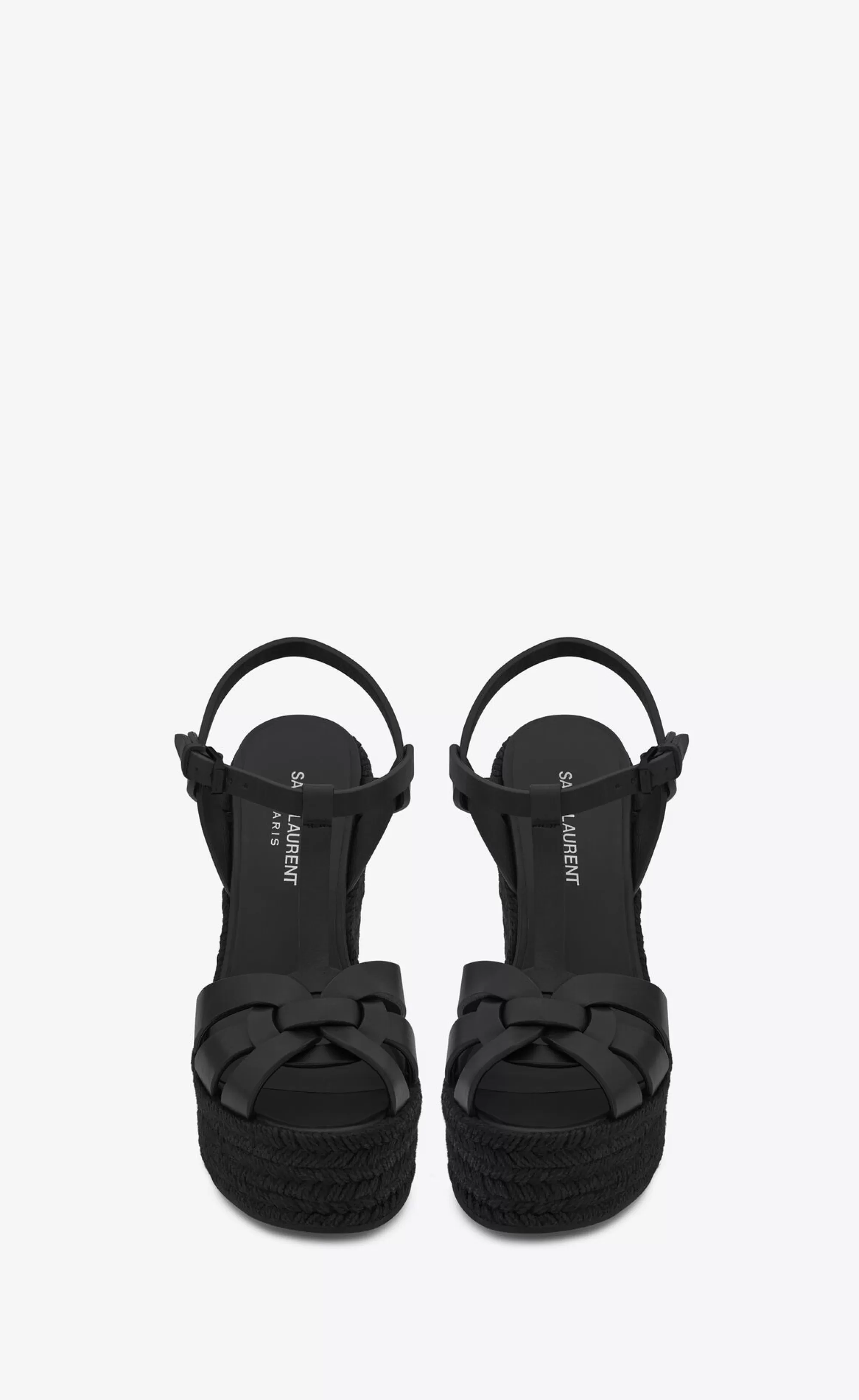 Women Saint Laurent High Heel Sandals^TRIBUTE Espadrilles Wedge In Smooth Leather | | YSL.com