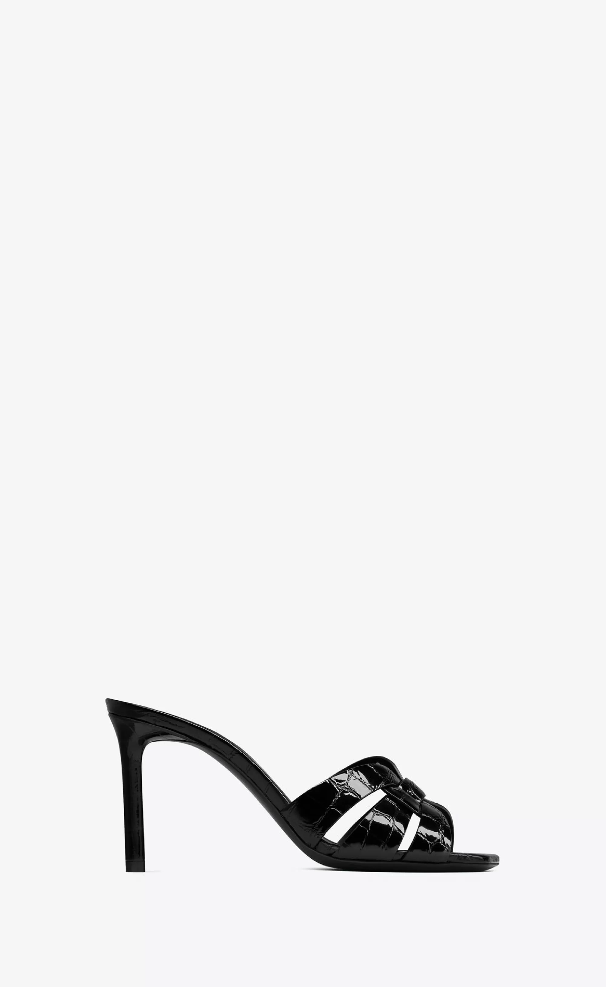 Women Saint Laurent MULES^TRIBUTE Mules In Crocodile Embossed Leather | | YSL.com