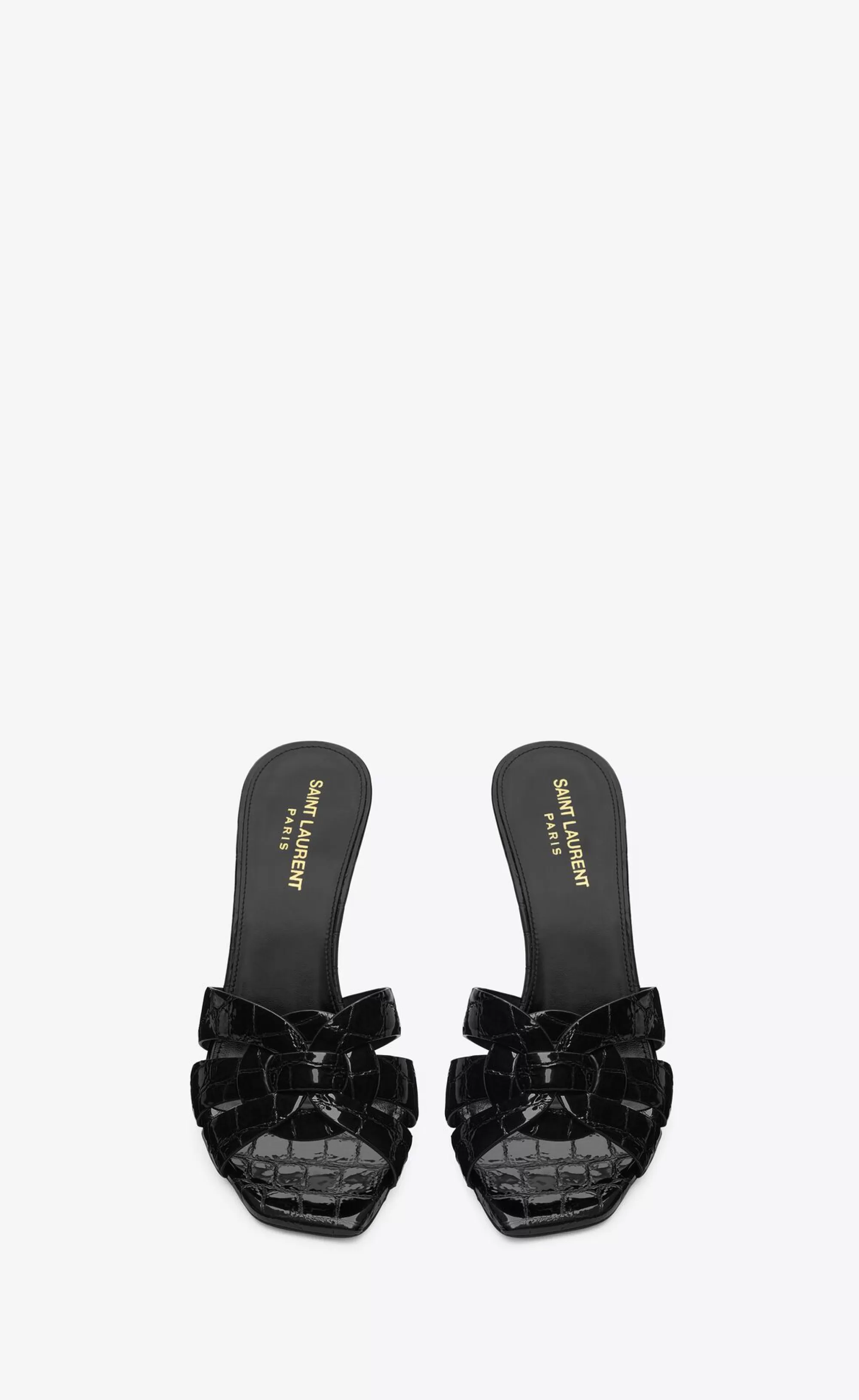 Women Saint Laurent MULES^TRIBUTE Mules In Crocodile Embossed Leather | | YSL.com