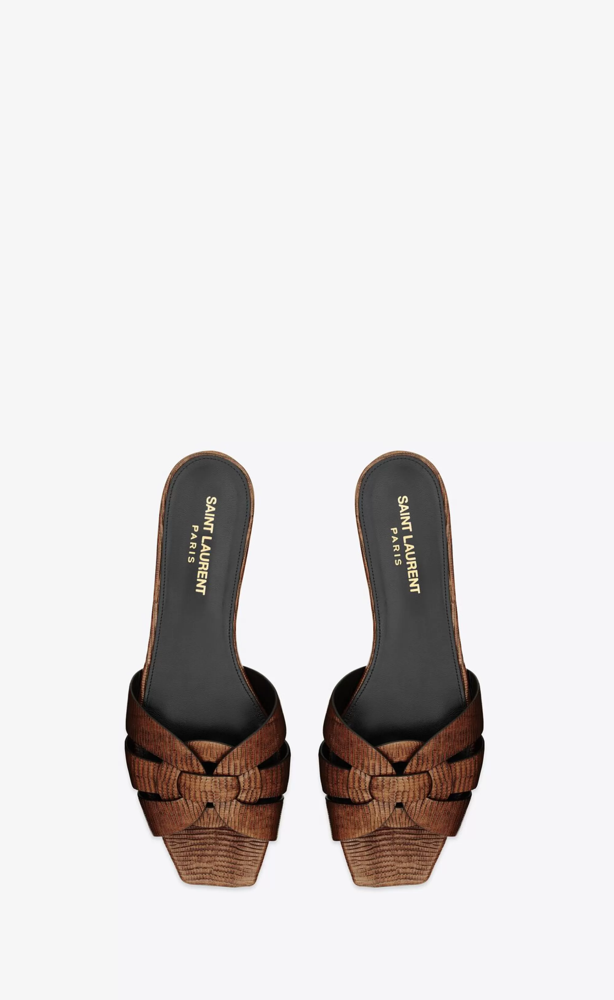 Women Saint Laurent Flat Sandals | FLATS^TRIBUTE Mules In Lizard-embossed Leather | | YSL.com