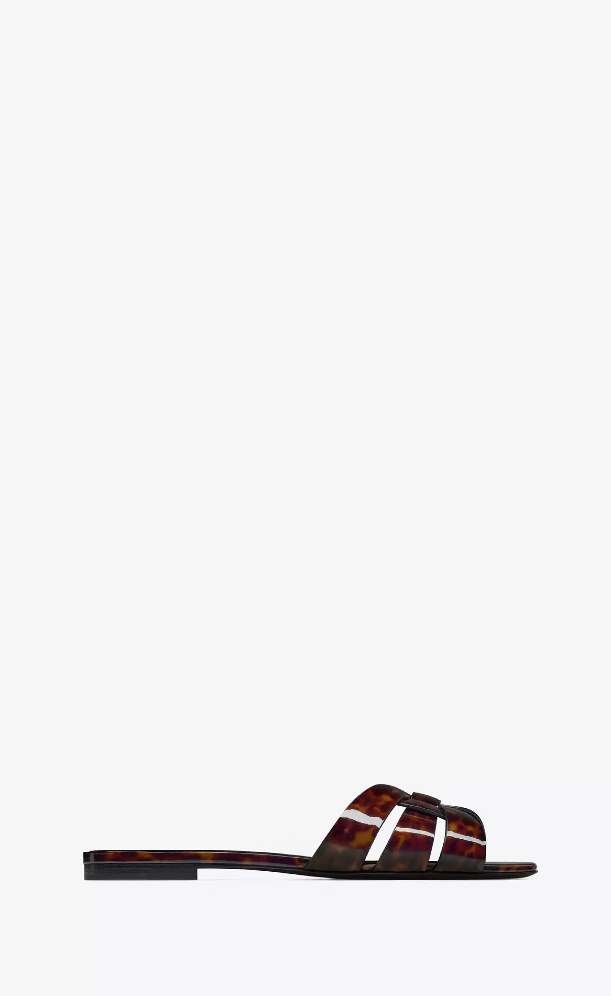 Women Saint Laurent Flat Sandals | FLATS^TRIBUTE Mules In Tortoiseshell Patent Leather | | YSL.com
