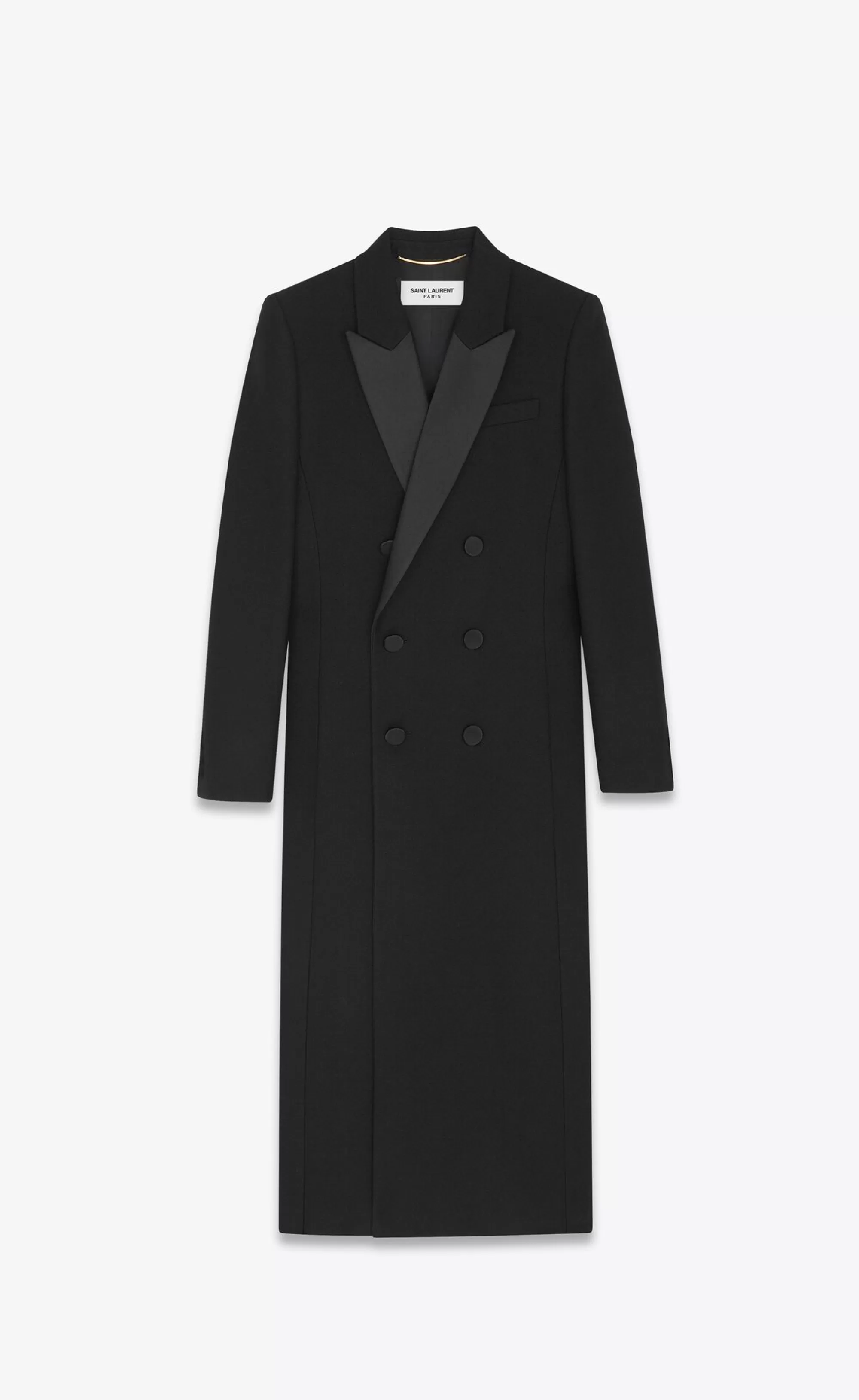 Women Saint Laurent Coats and Outerwear^Tuxedo Coat In Crepe Wool | | YSL.com