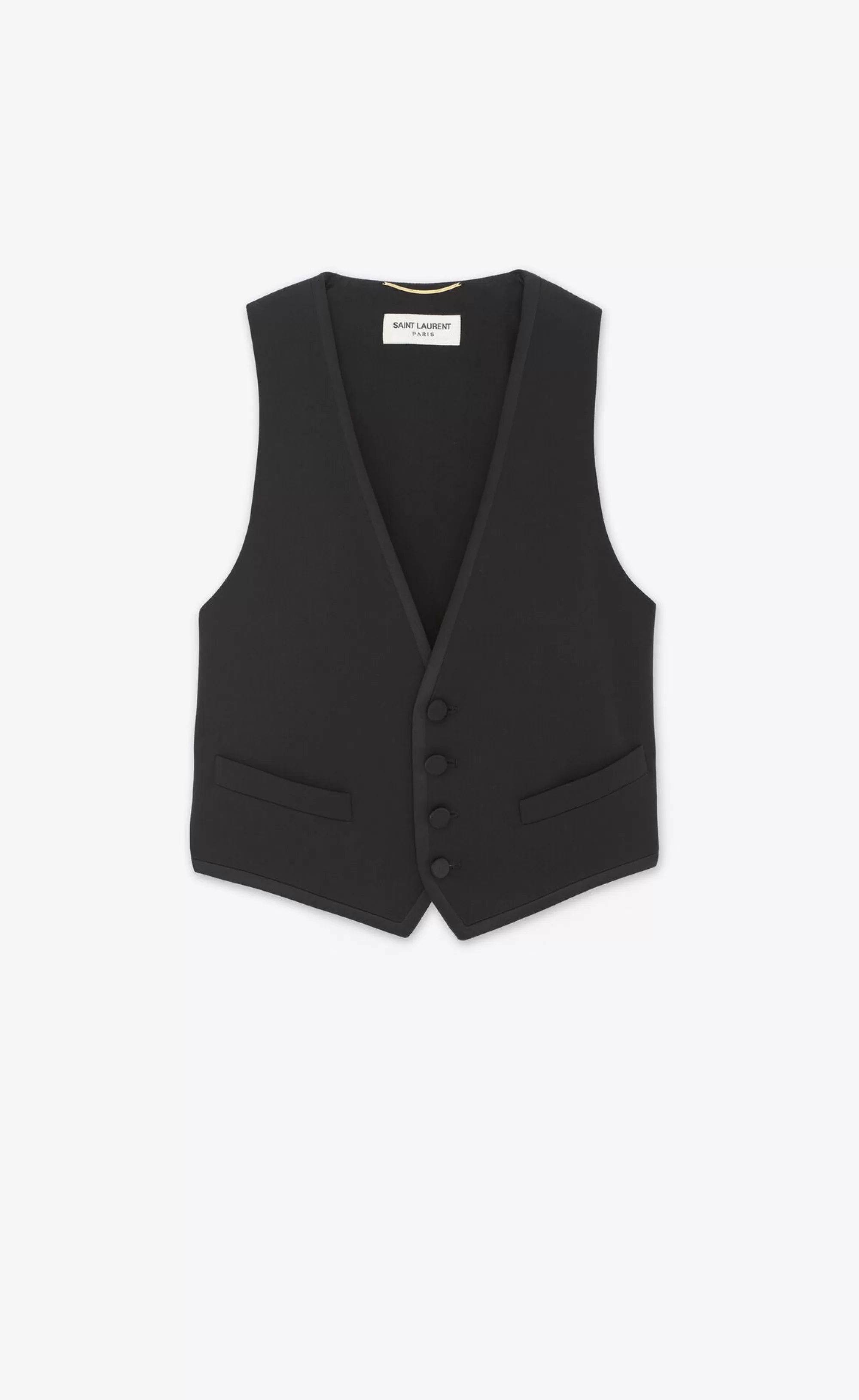 Women Saint Laurent SMOKING | JACKETS AND PANTS^Tuxedo Vest In Grain De Poudre | | YSL.com