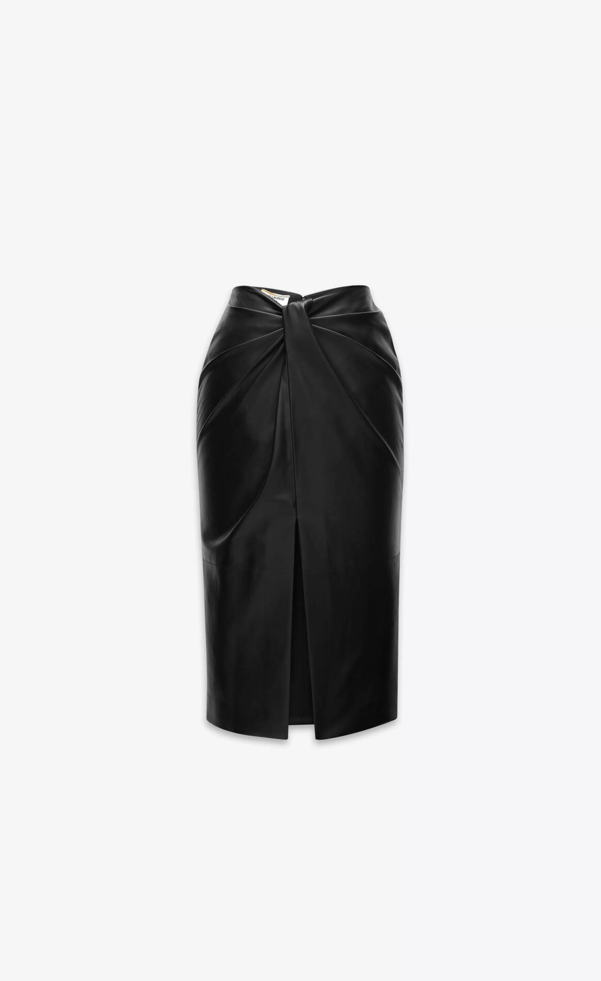 Women Saint Laurent Leather^Twist Pencil Skirt In Lambskin | | YSL.com