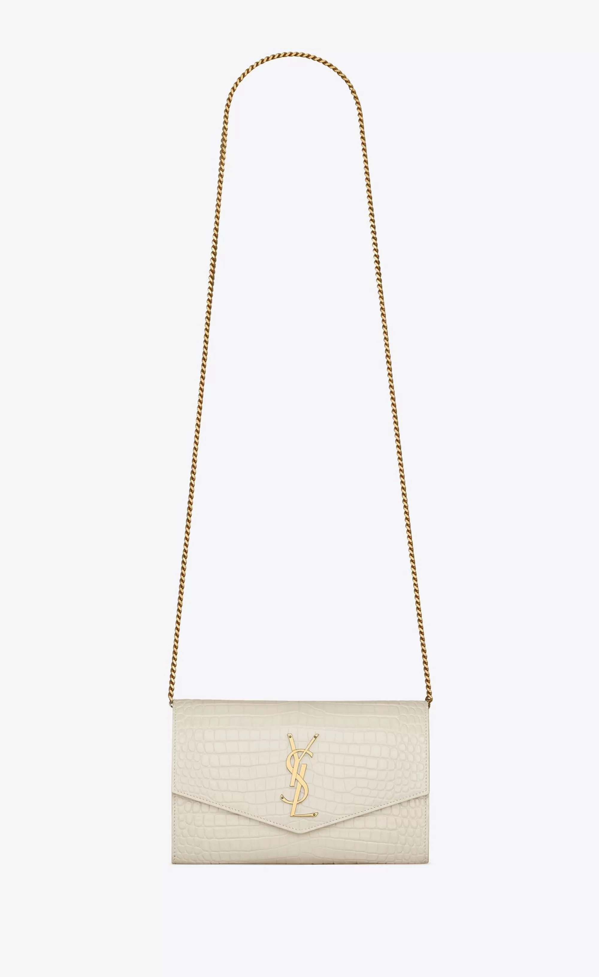 Women Saint Laurent CHAIN WALLETS^UPTOWN Chain Wallet In Crocodile-embossed Shiny Leather | | YSL.com