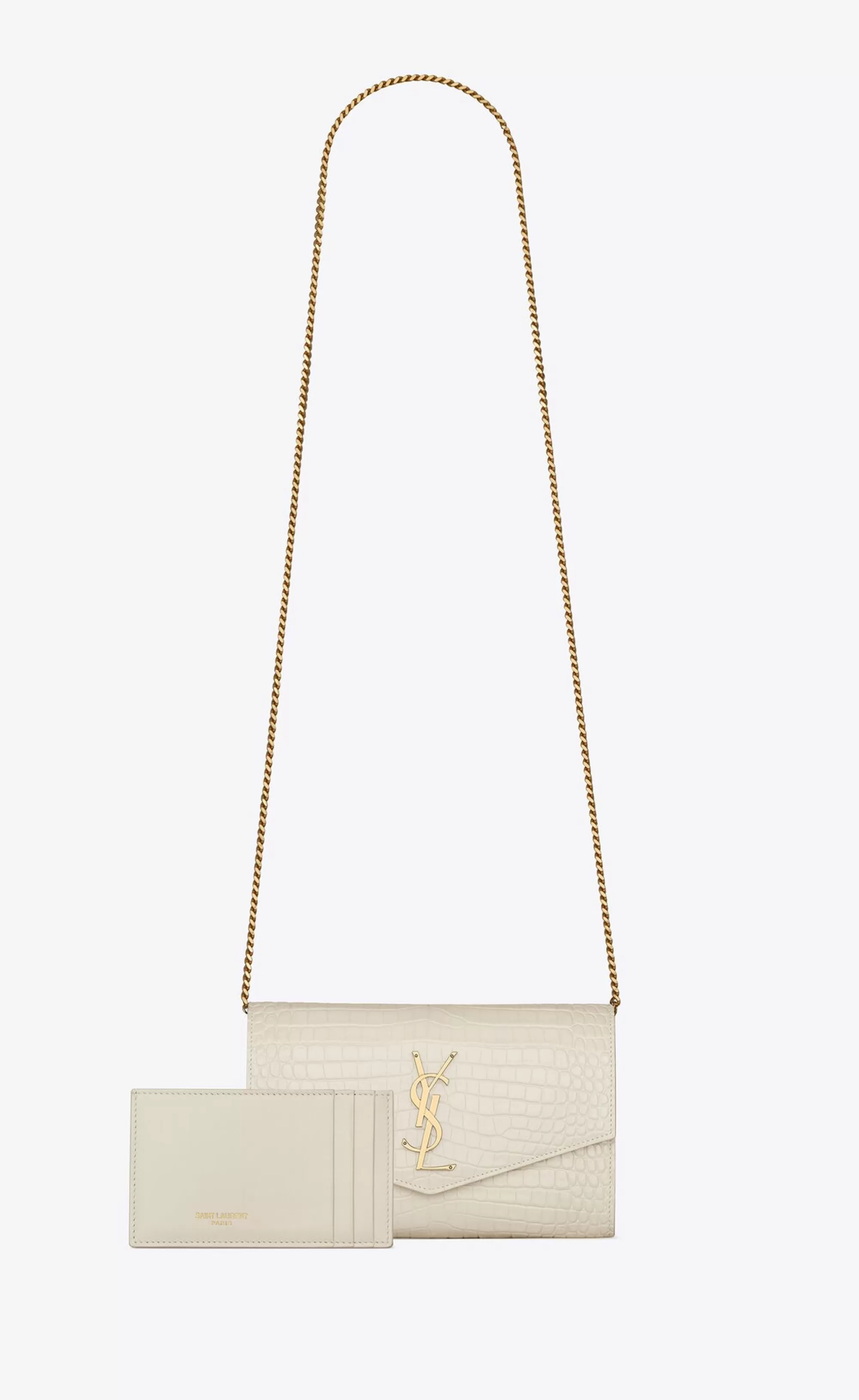 Women Saint Laurent CHAIN WALLETS^UPTOWN Chain Wallet In Crocodile-embossed Shiny Leather | | YSL.com