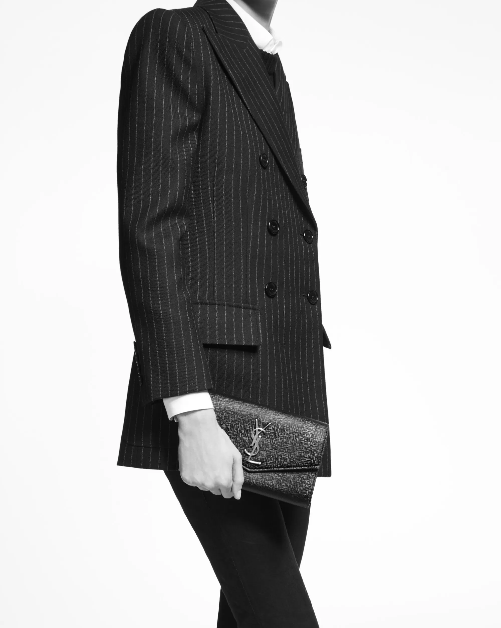 Women Saint Laurent CHAIN WALLETS^UPTOWN Chain Wallet In Grain De Poudre Embossed Leather | | YSL.com