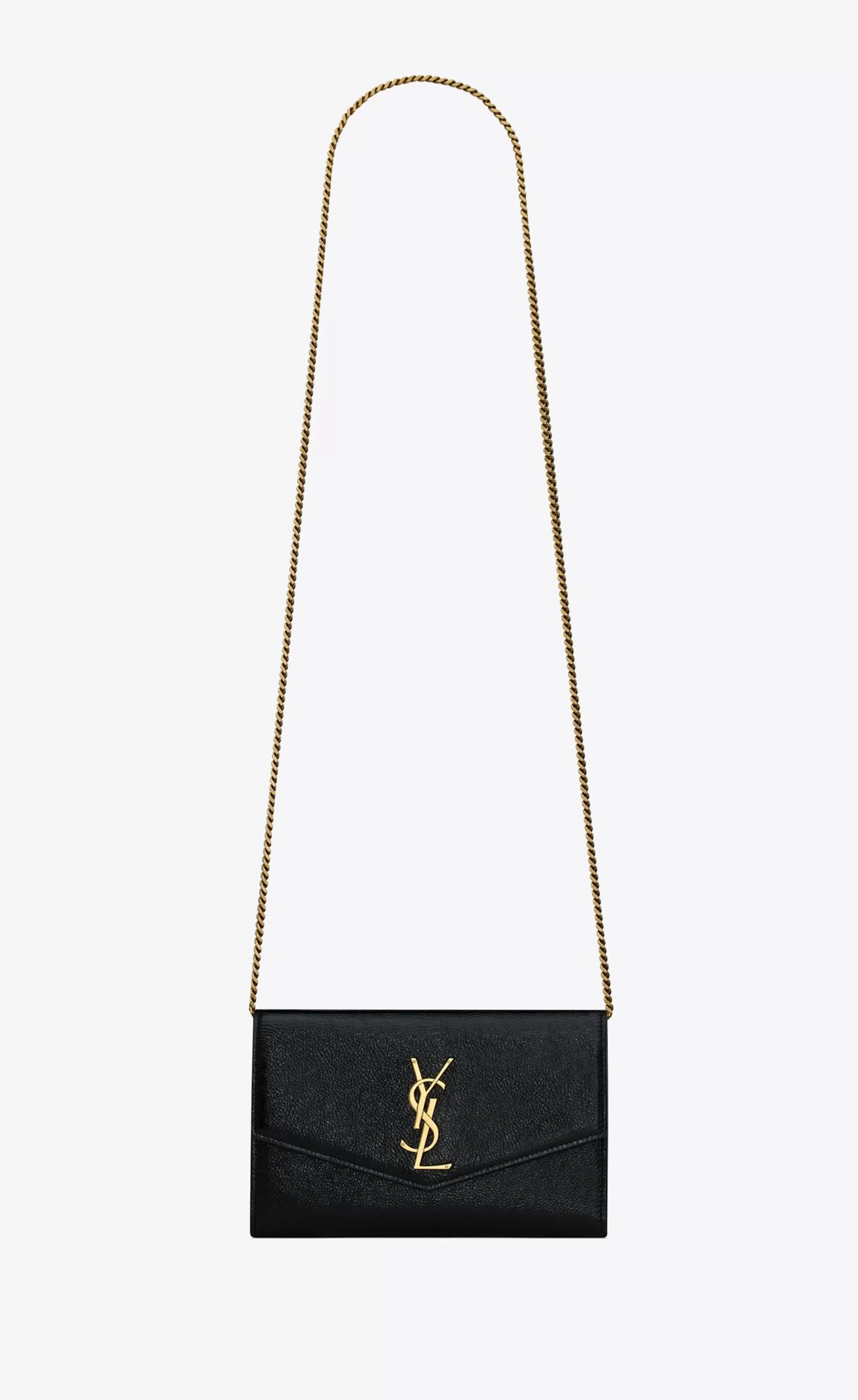 Women Saint Laurent CHAIN WALLETS | MINI BAGS^UPTOWN Chain Wallet In Shiny Grained Leather | | YSL.com
