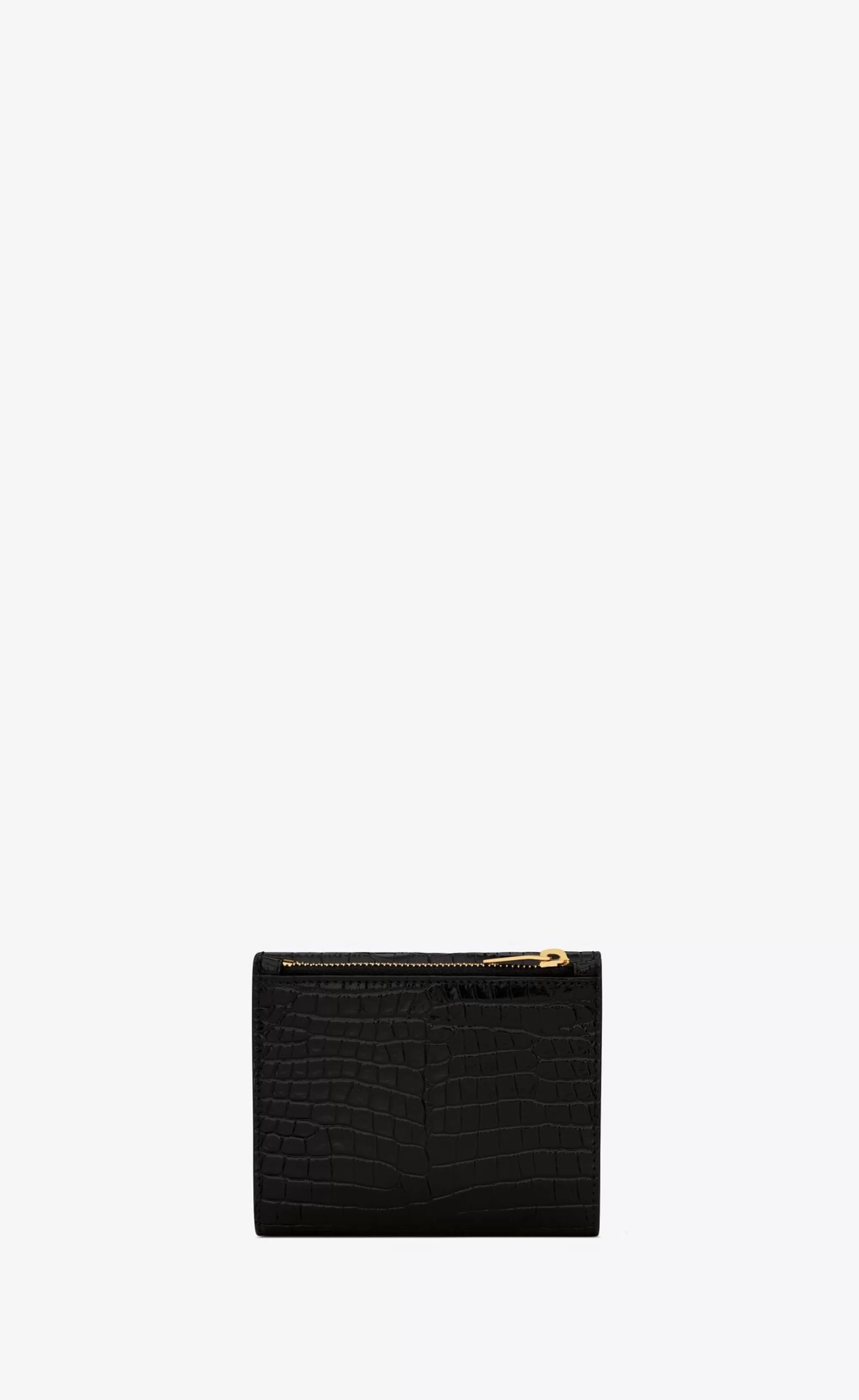 Women Saint Laurent WALLETS^UPTOWN Compact Wallet In Crocodile-embossed Shiny Leather | | YSL.com