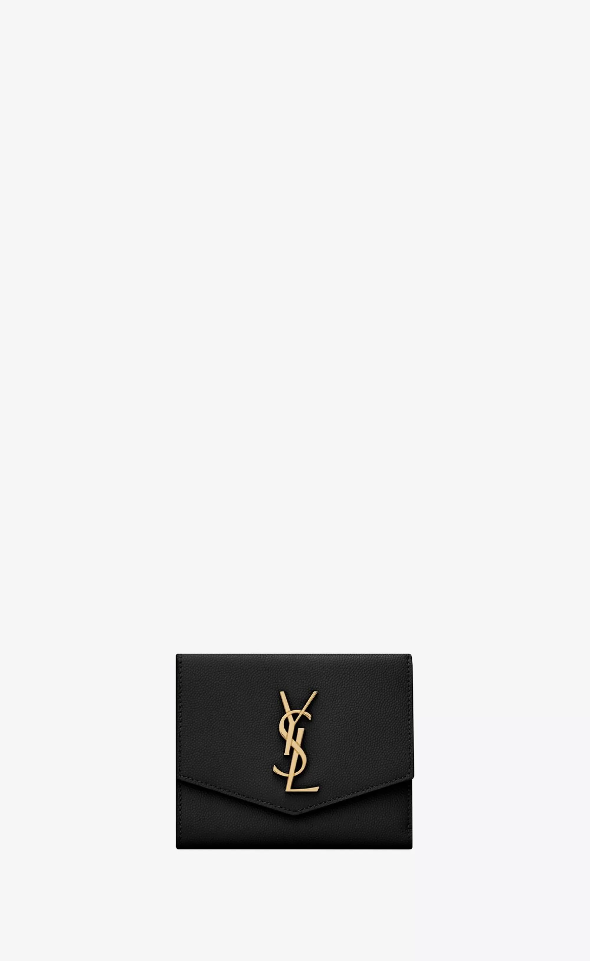 Women Saint Laurent WALLETS^UPTOWN Compact Wallet In Grain De Poudre Embossed Leather | | YSL.com