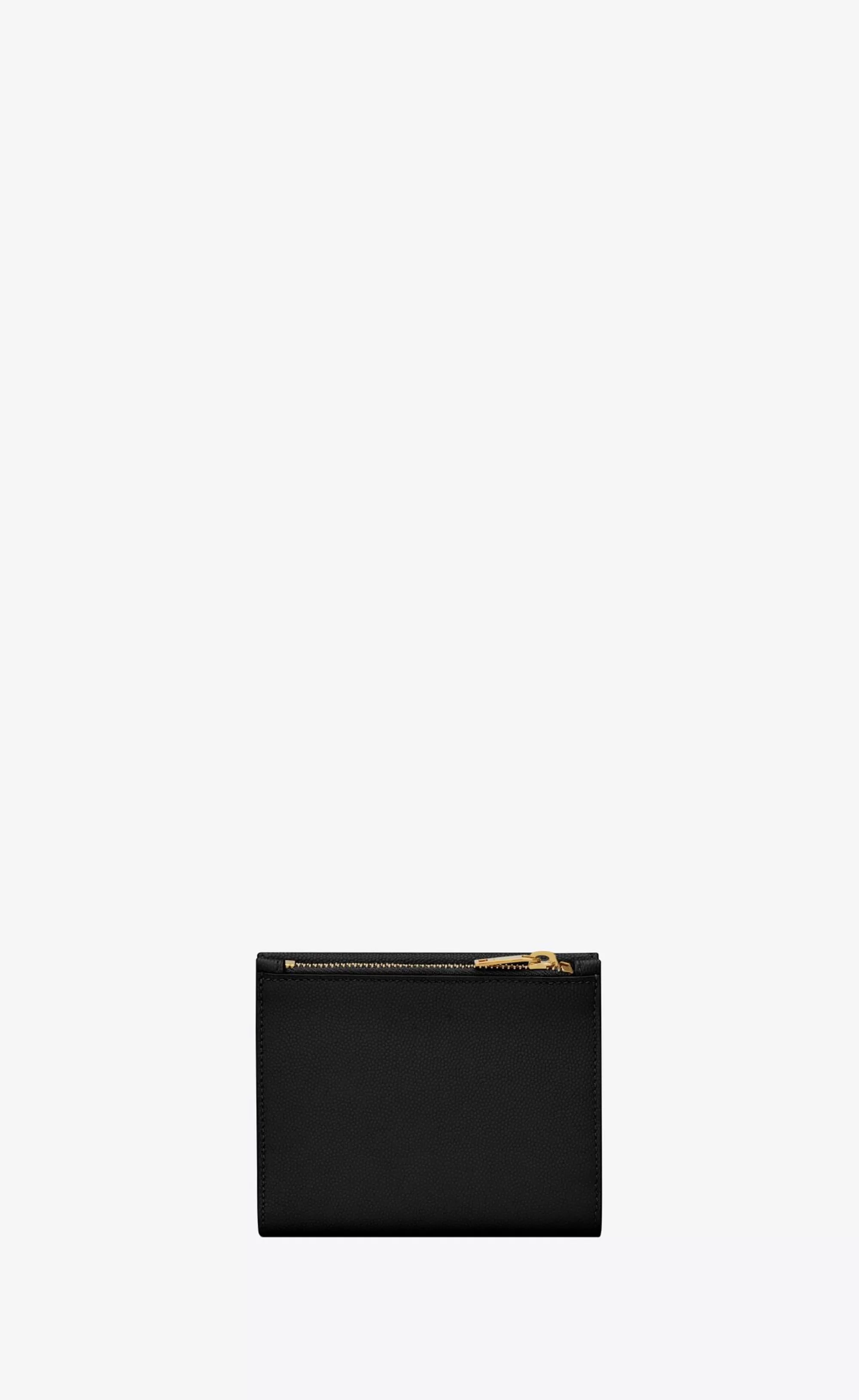 Women Saint Laurent WALLETS^UPTOWN Compact Wallet In Grain De Poudre Embossed Leather | | YSL.com