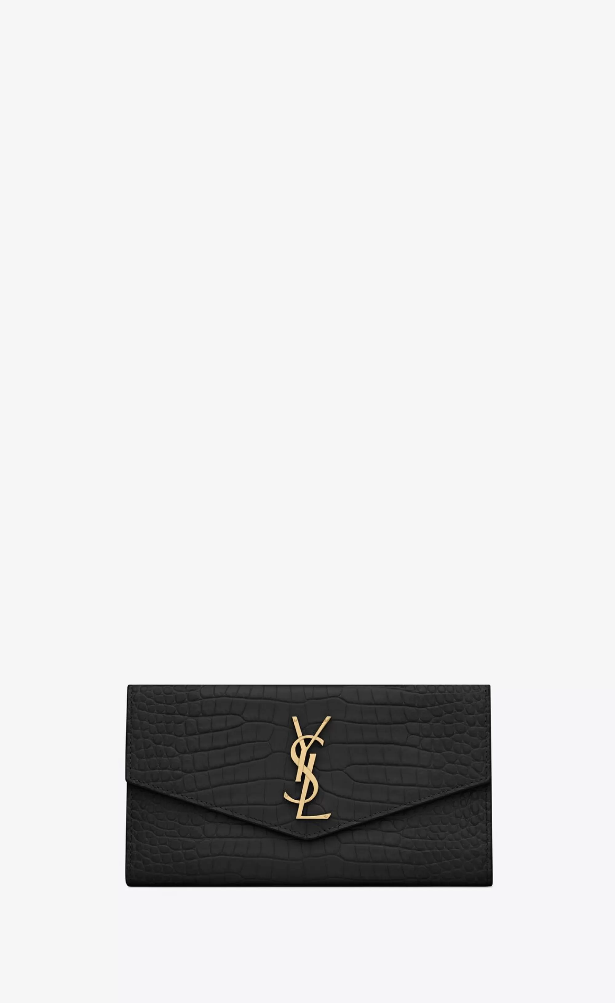 Women Saint Laurent WALLETS^UPTOWN Large Wallet In In Crocodile-embossed Shiny Leather | | YSL.com