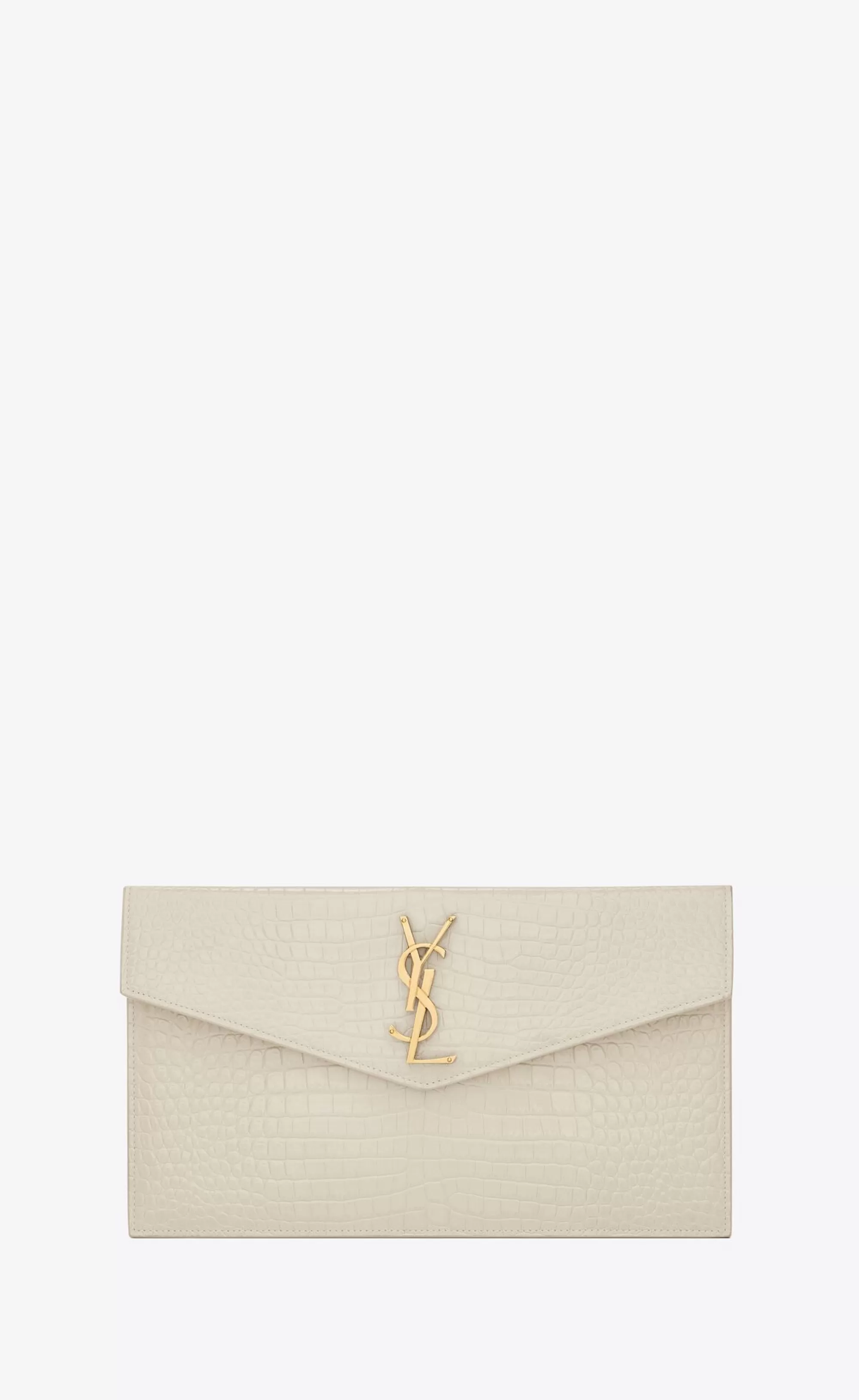 Women Saint Laurent pouches^UPTOWN POUCH IN CROCODILE-EMBOSSED SHINY LEATHER | | YSL.com