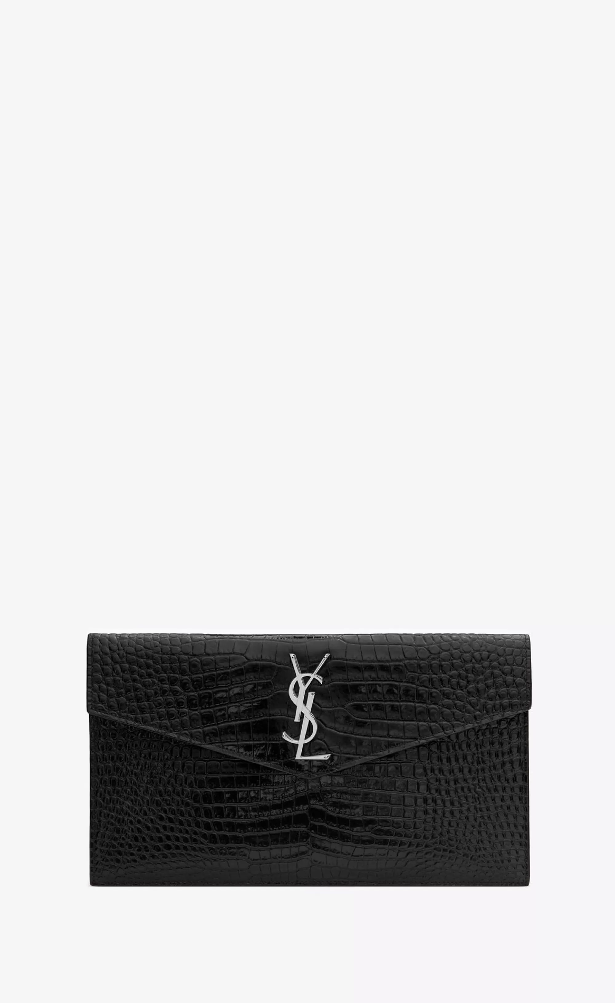 Women Saint Laurent pouches^UPTOWN Pouch In CROCODILE-EMBOSSED Shiny Leather | | YSL.com